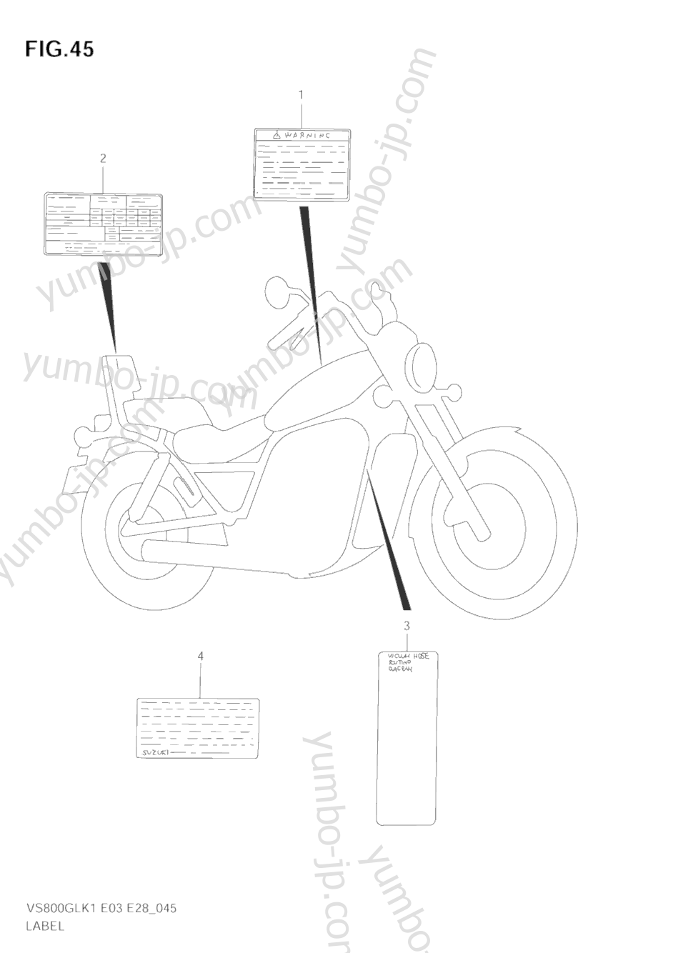 WARNING LABEL для мотоциклов SUZUKI Intruder (VS800GL) 2001 г.