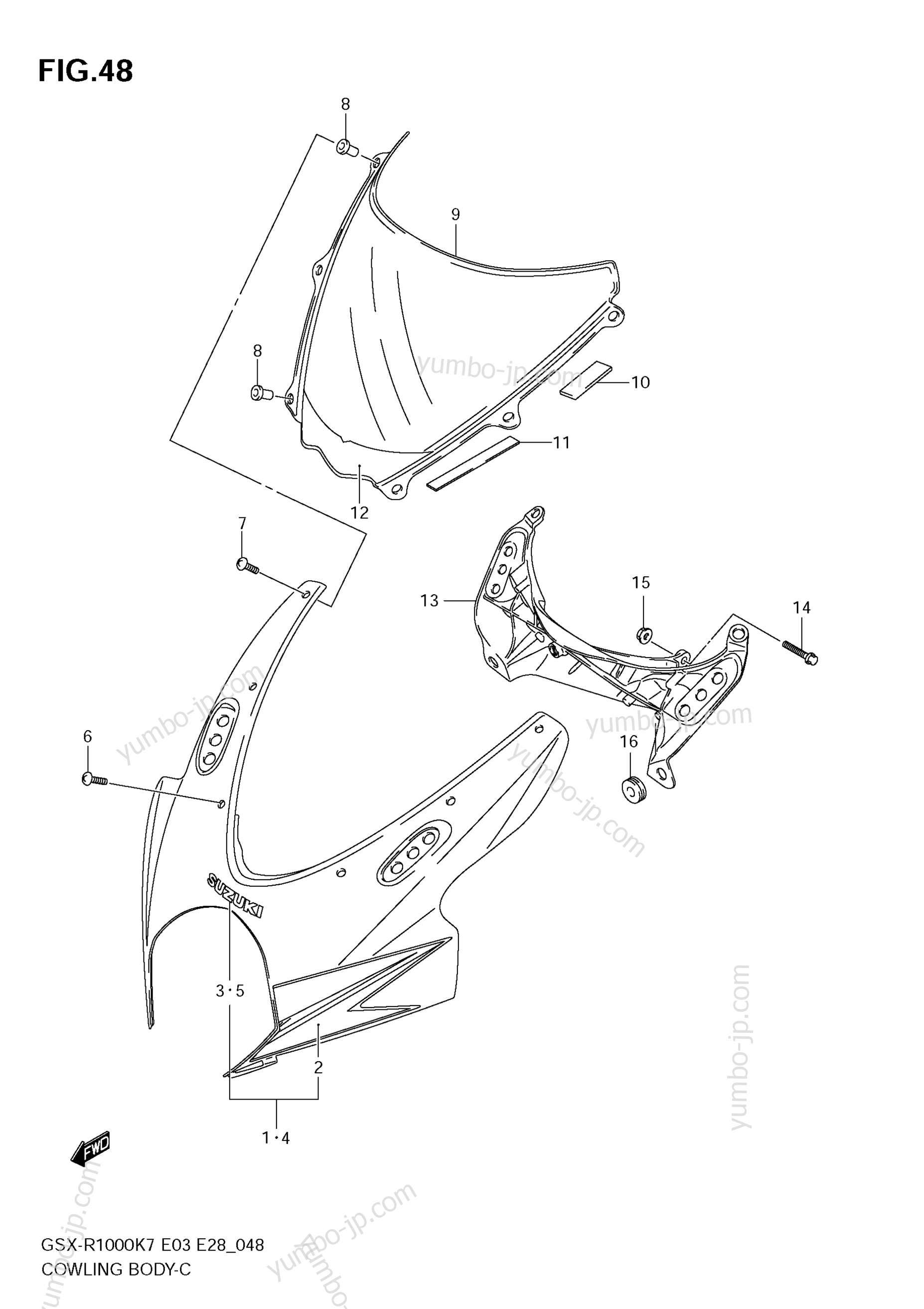 COWLING BODY (MODEL K7) для мотоциклов SUZUKI GSX-R1000 2008 г.