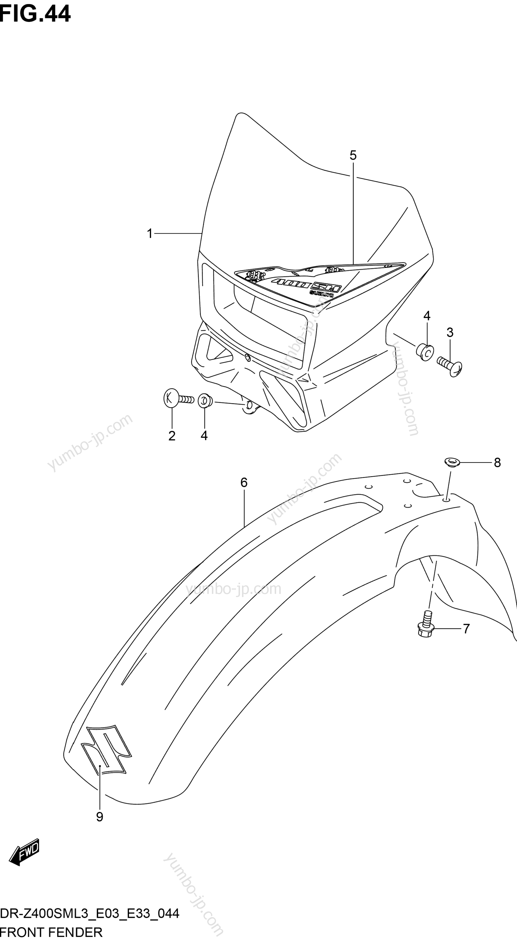 FRONT FENDER для мотоциклов SUZUKI DR-Z400SM 2013 г.