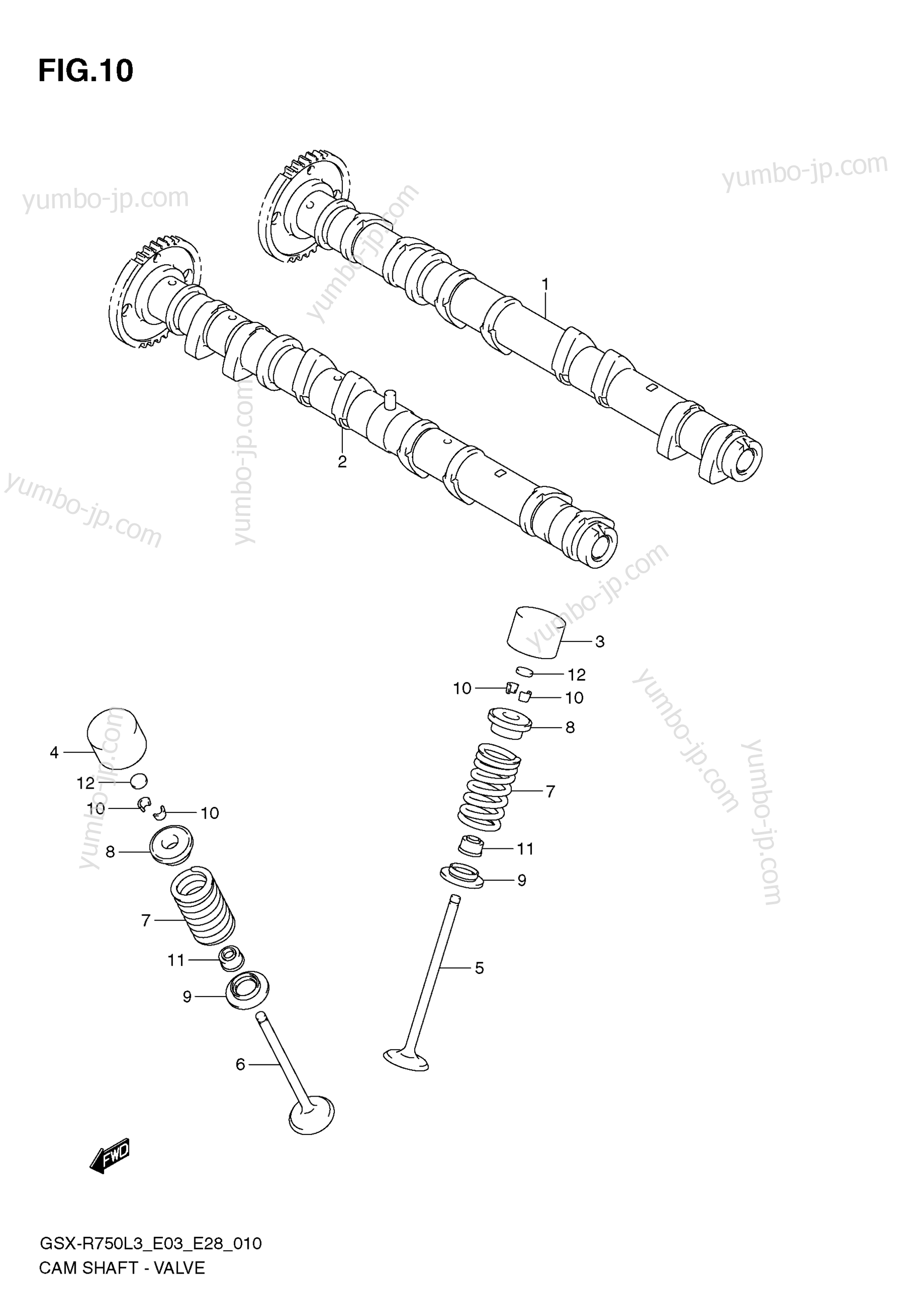 CAM SHAFT - VALVE for motorcycles SUZUKI GSX-R750 2013 year