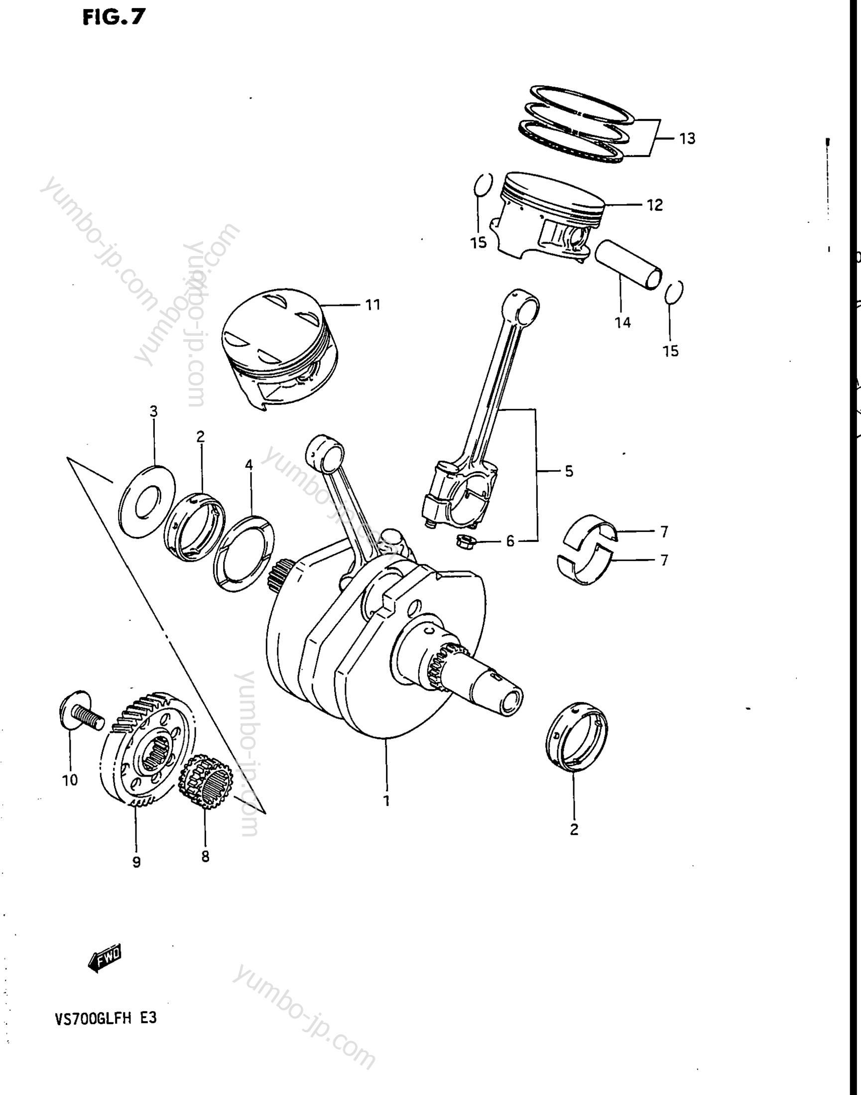 Коленвал и поршневая группа для мотоциклов SUZUKI Intruder (VS700GLEF) 1986 г.