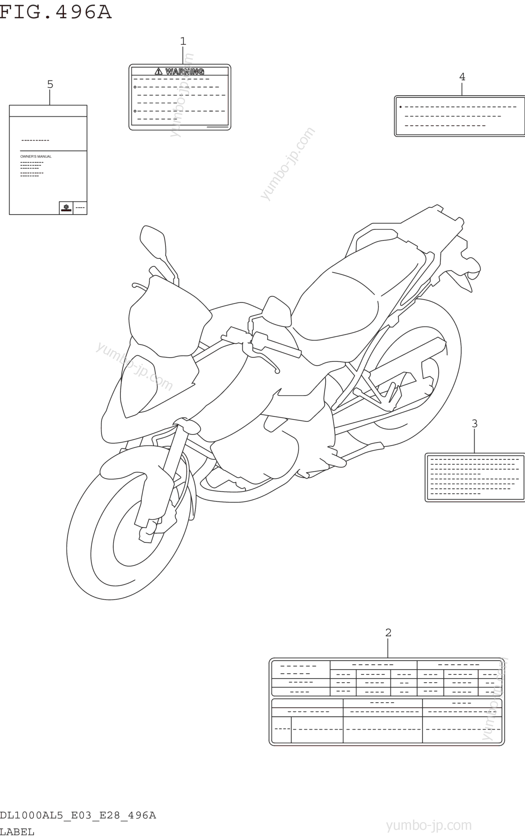 LABEL (DL1000AL5 E03) for motorcycles SUZUKI DL1000A 2015 year