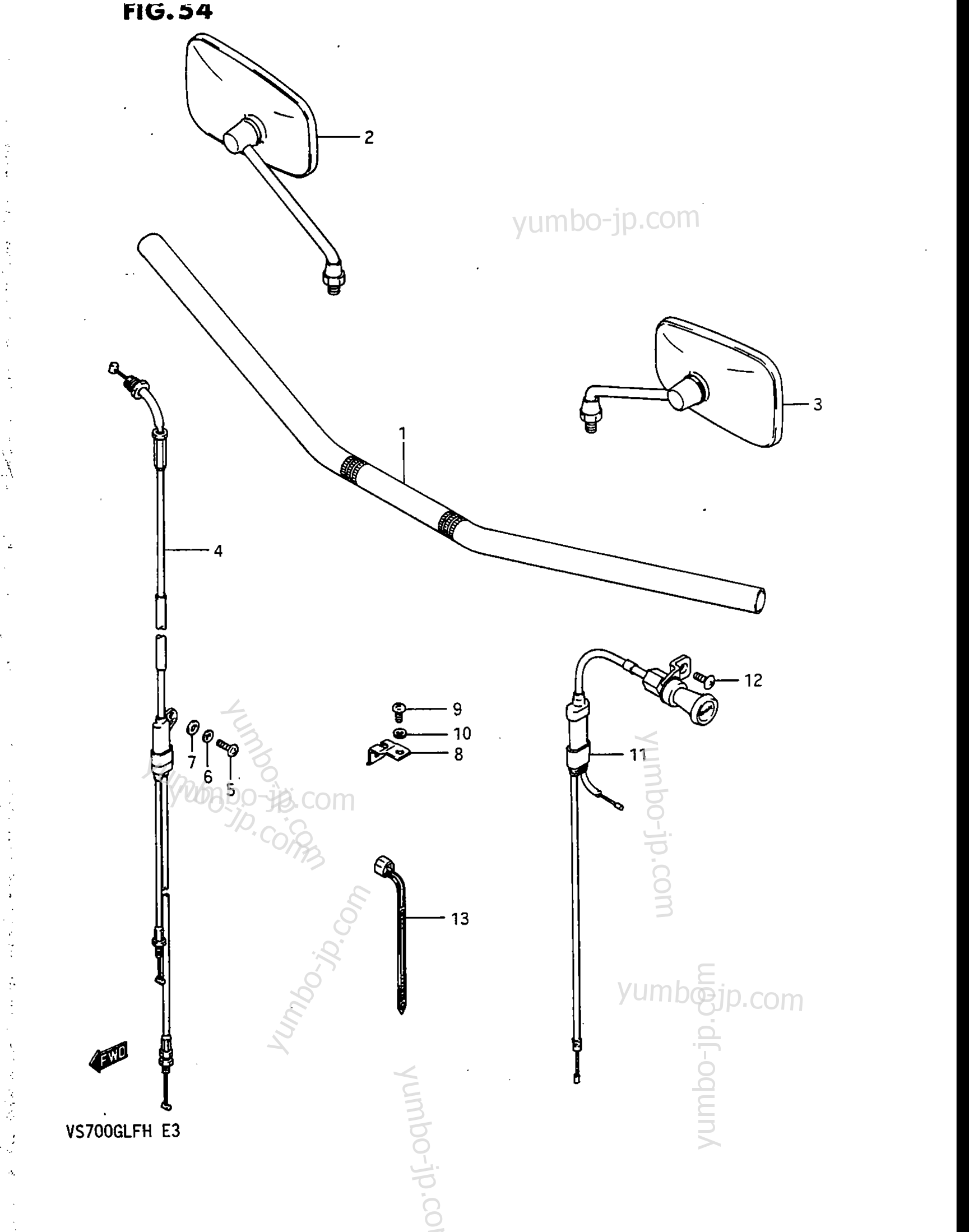 HANDLEBAR - CONTROL CABLE (VS700GLFG/GLEFG/GLFH/GLEFH) for motorcycles SUZUKI Intruder (VS700GLP) 1986 year