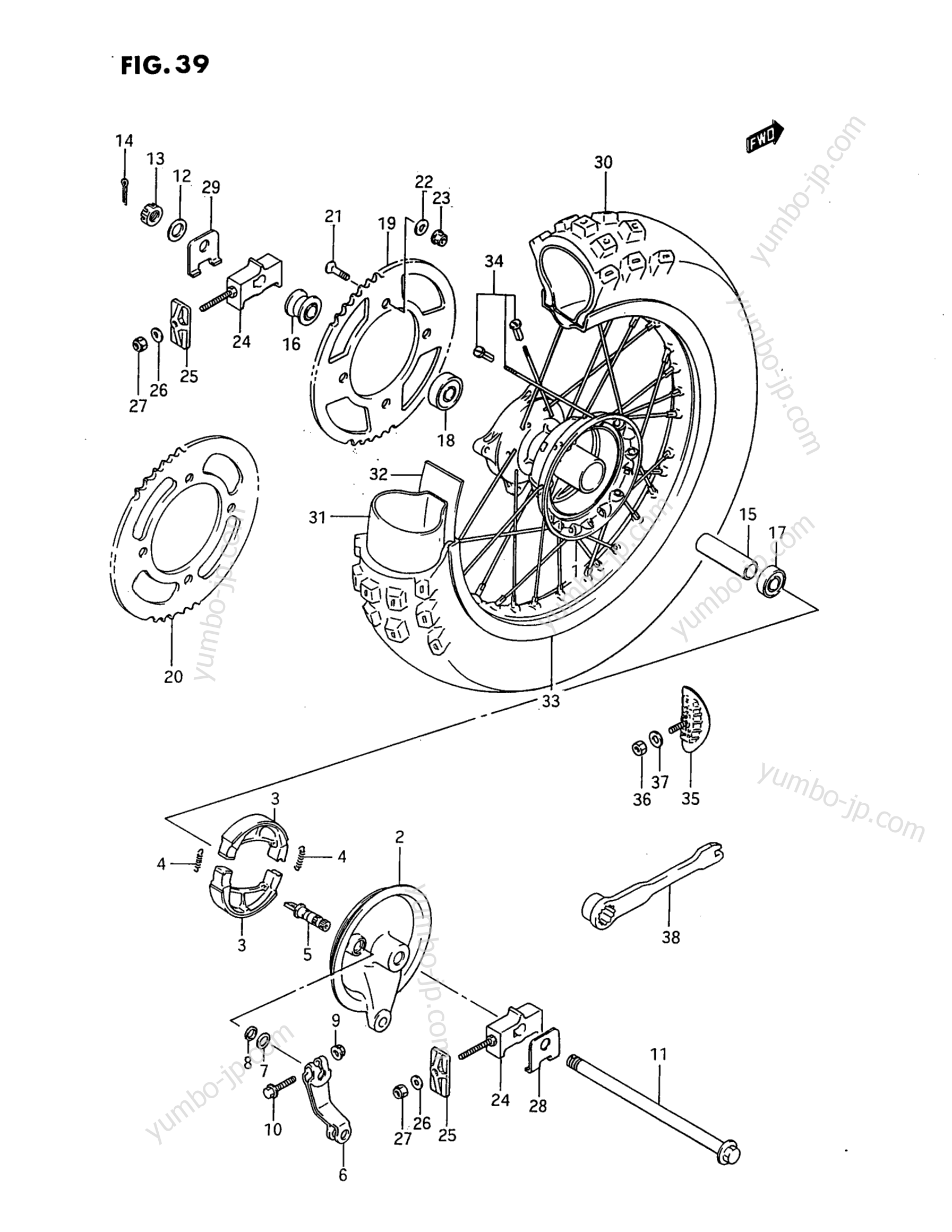 REAR WHEEL (MODEL G/H/J/K) для мотоциклов SUZUKI RM80 1991 г.