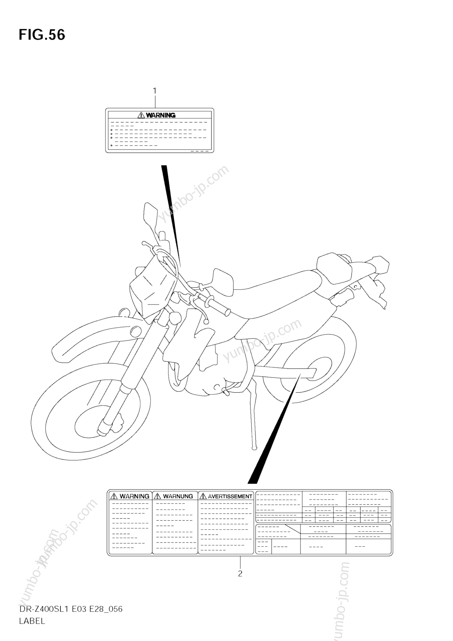 LABEL (DR-Z400SL1 E28) for motorcycles SUZUKI DR-Z400S 2011 year