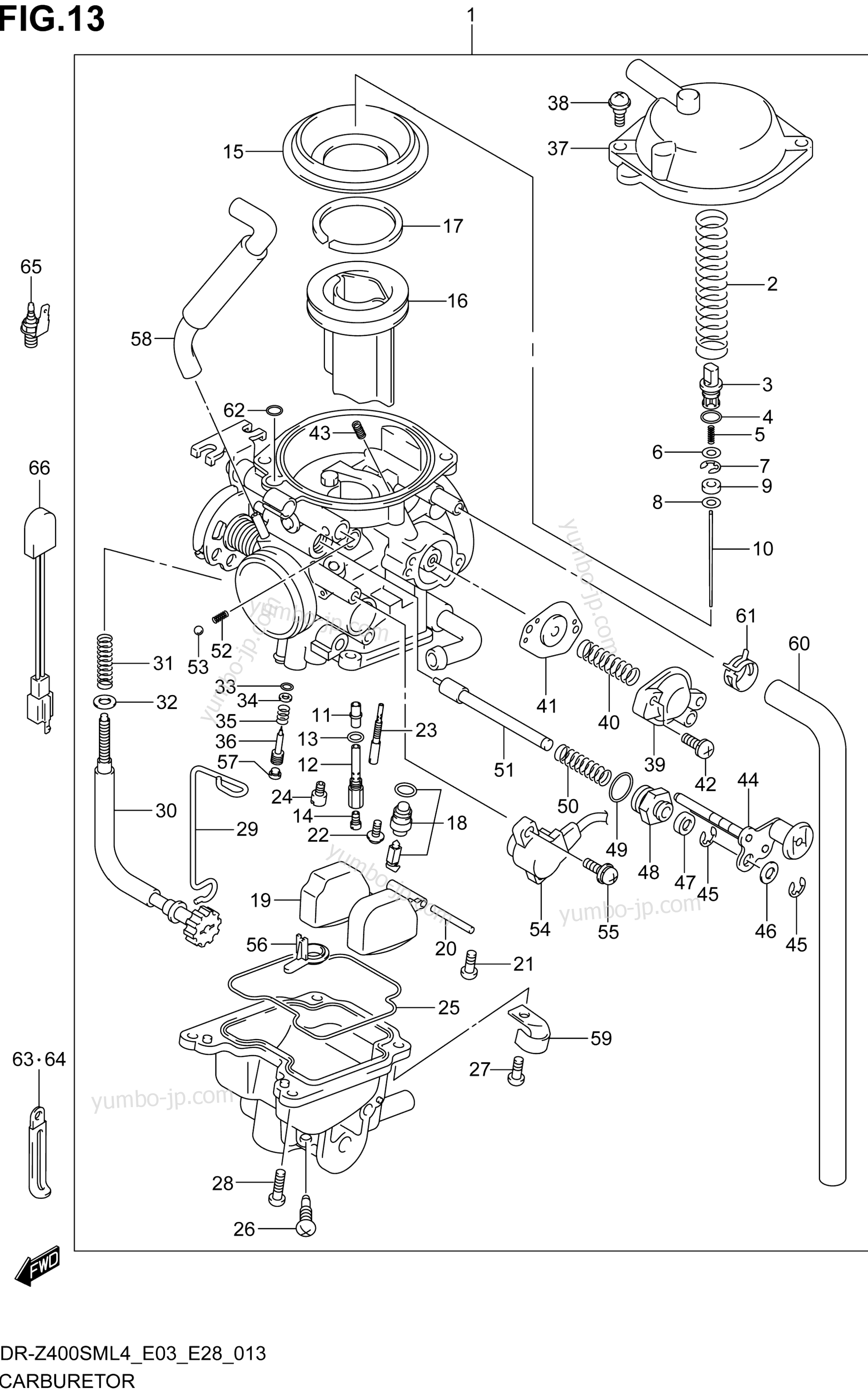 CARBURETOR (DR-Z400SML4 E28) for motorcycles SUZUKI DR-Z400SM 2014 year