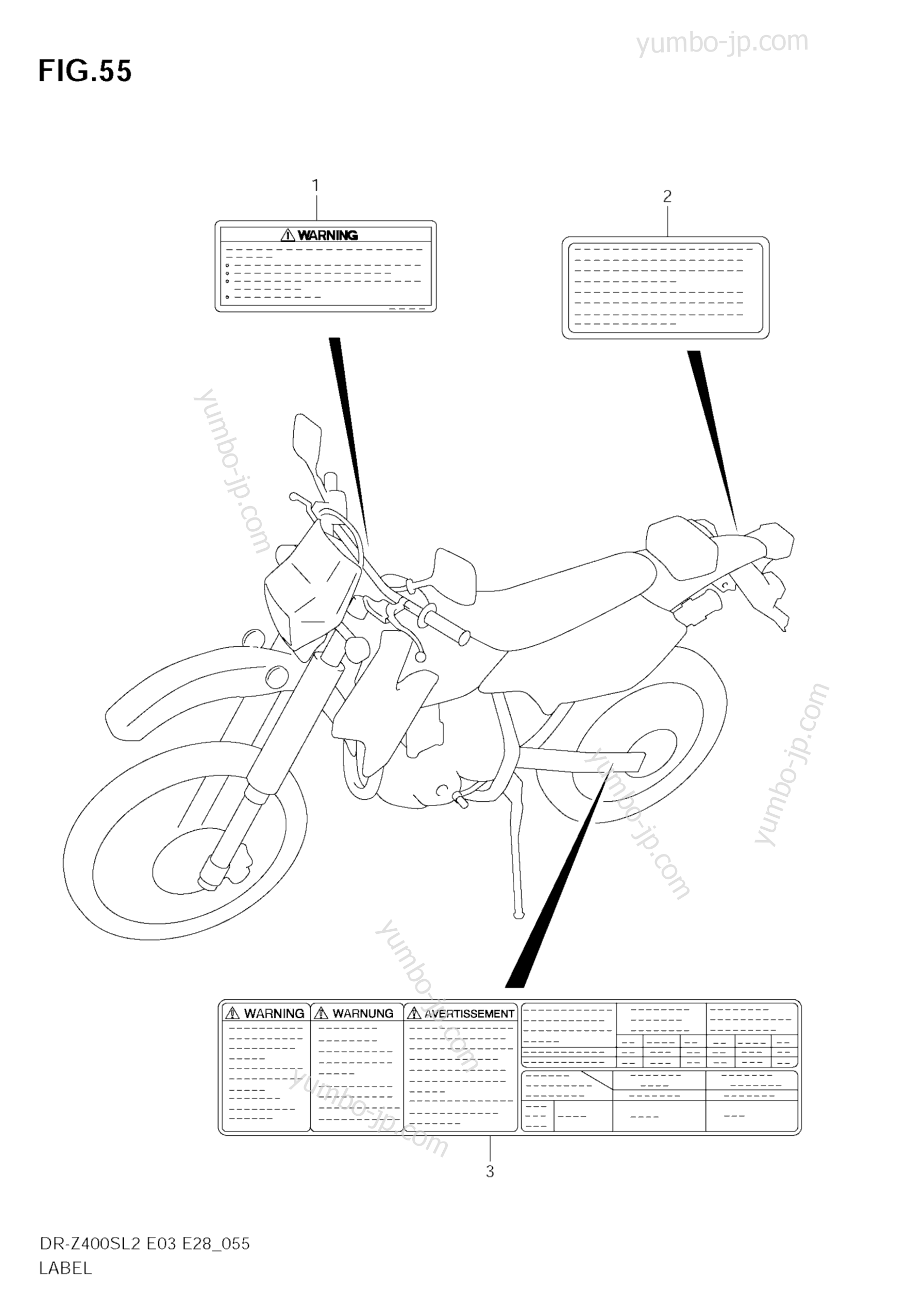 LABEL (E03) for motorcycles SUZUKI DR-Z400S 2012 year