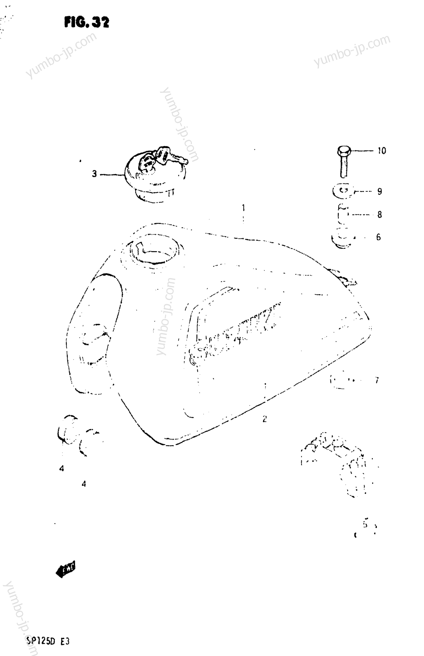 FUEL TANK (MODEL D) для мотоциклов SUZUKI SP125 1983 г.