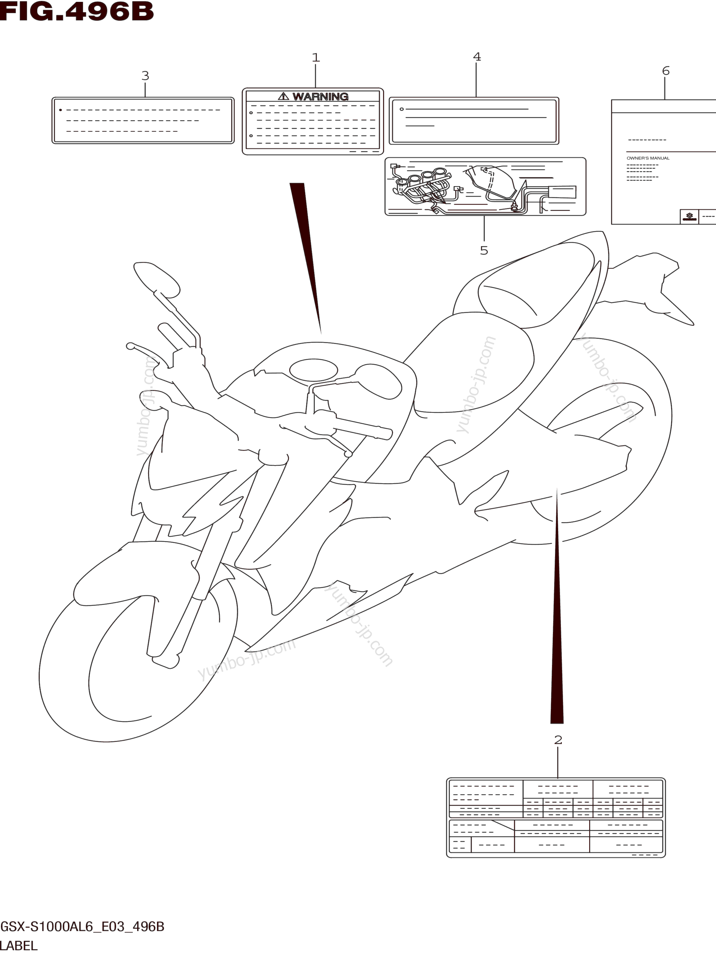 LABEL (GSX-S1000AL6 E33) для мотоциклов SUZUKI GSX-S1000A 2016 г.