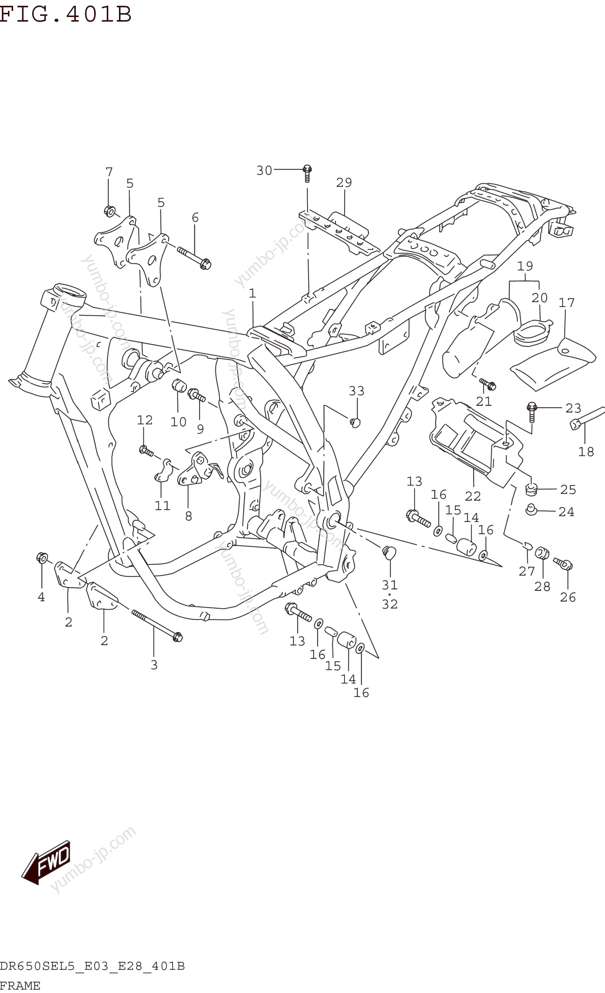 FRAME (DR650SEL5 E28) for motorcycles SUZUKI DR650SE 2015 year