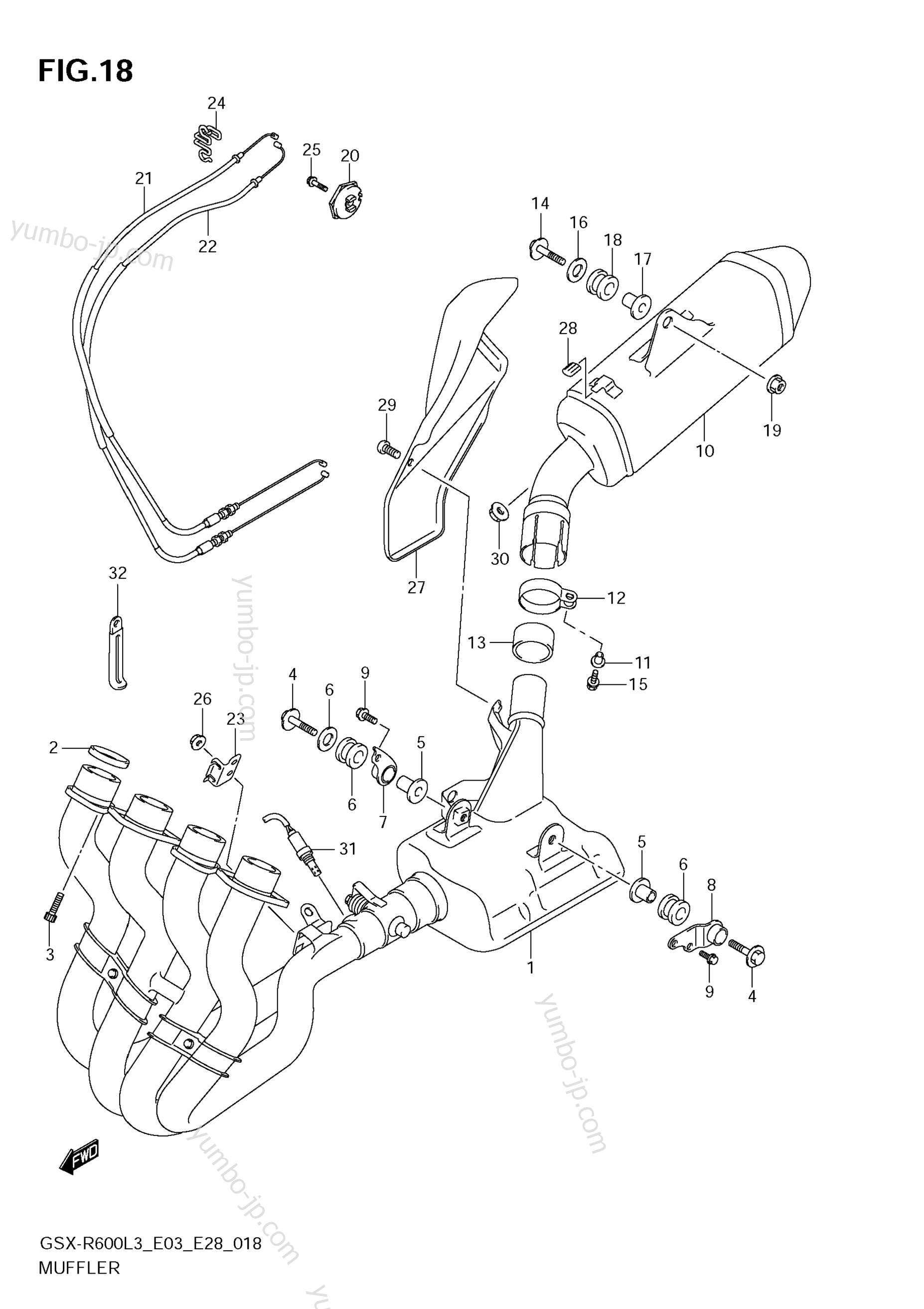 MUFFLER for motorcycles SUZUKI GSX-R600 2013 year