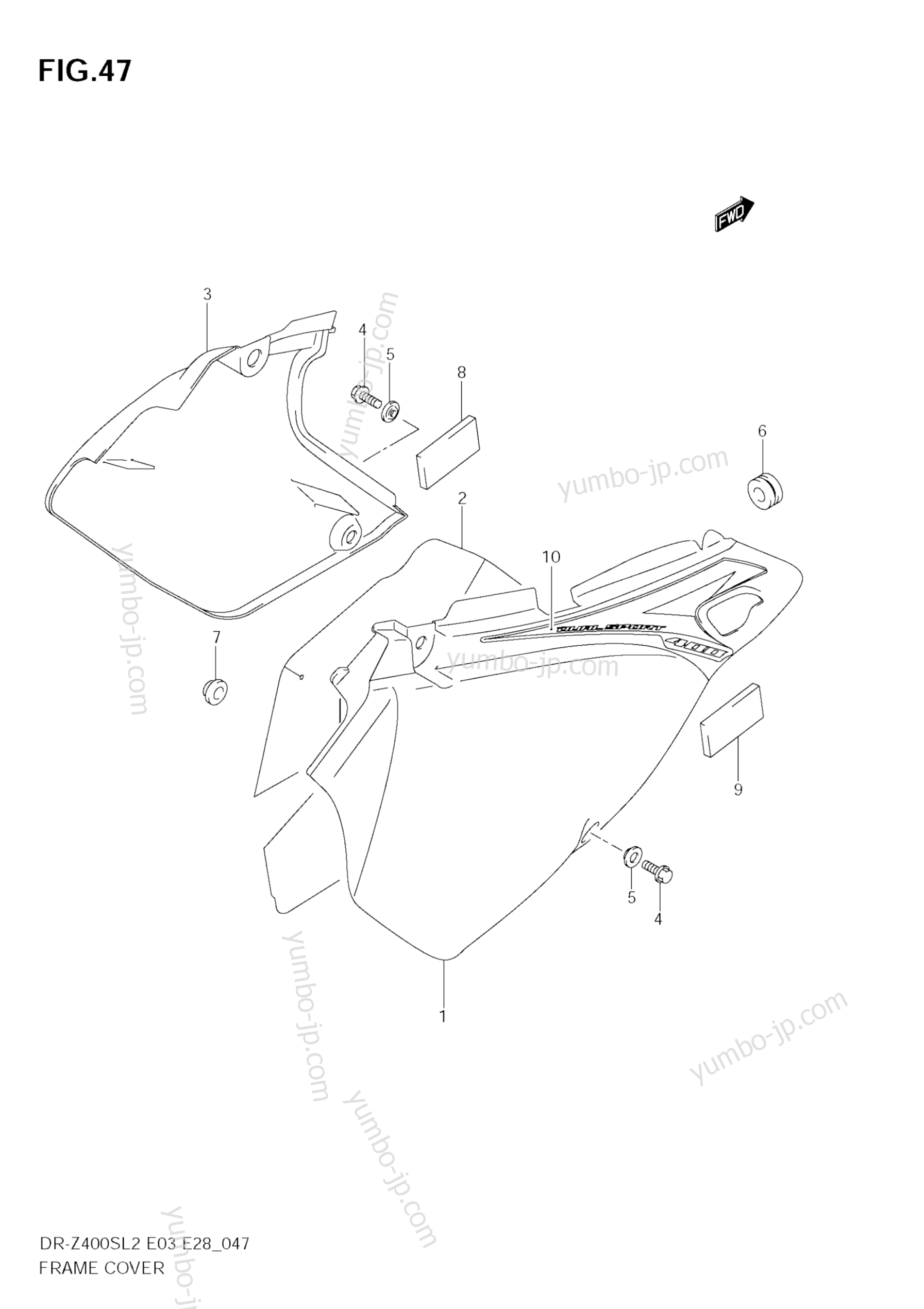 FRAME COVER (E03) for motorcycles SUZUKI DR-Z400S 2012 year
