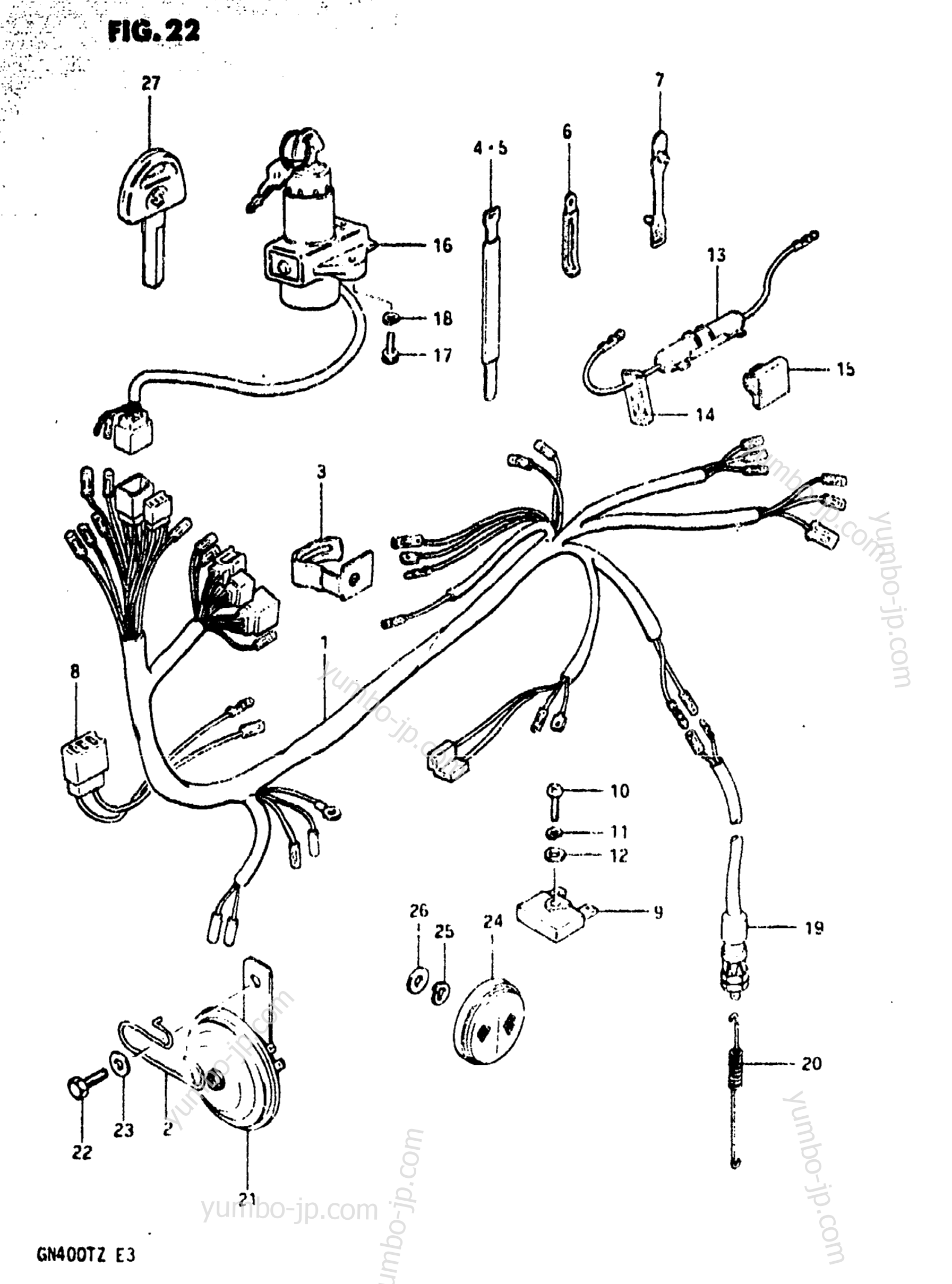 WIRING HARNESS for motorcycles SUZUKI GN400T 1982 year