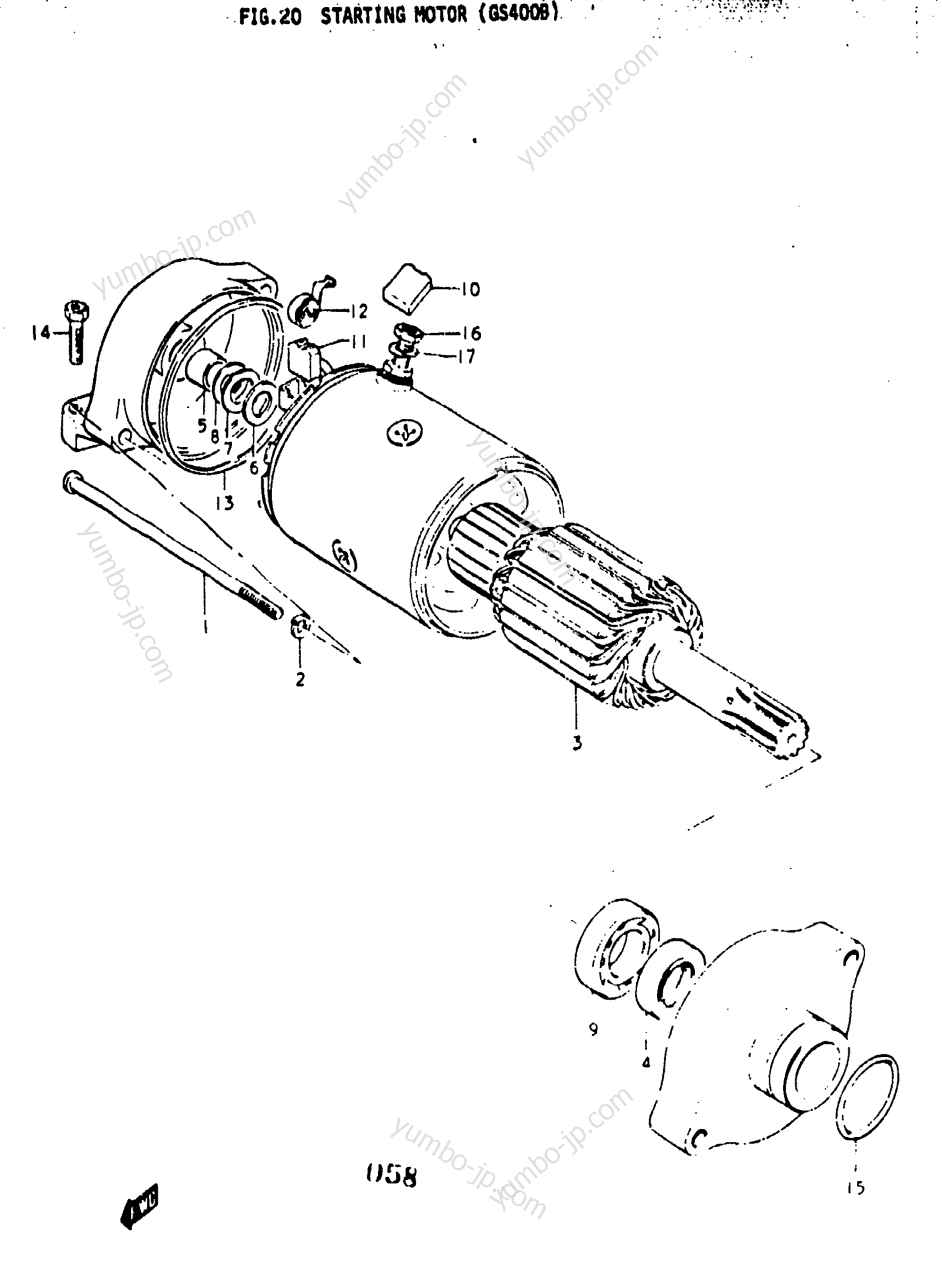 STARTING MOTOR (GS400B) for motorcycles SUZUKI GS400-X 1977 year