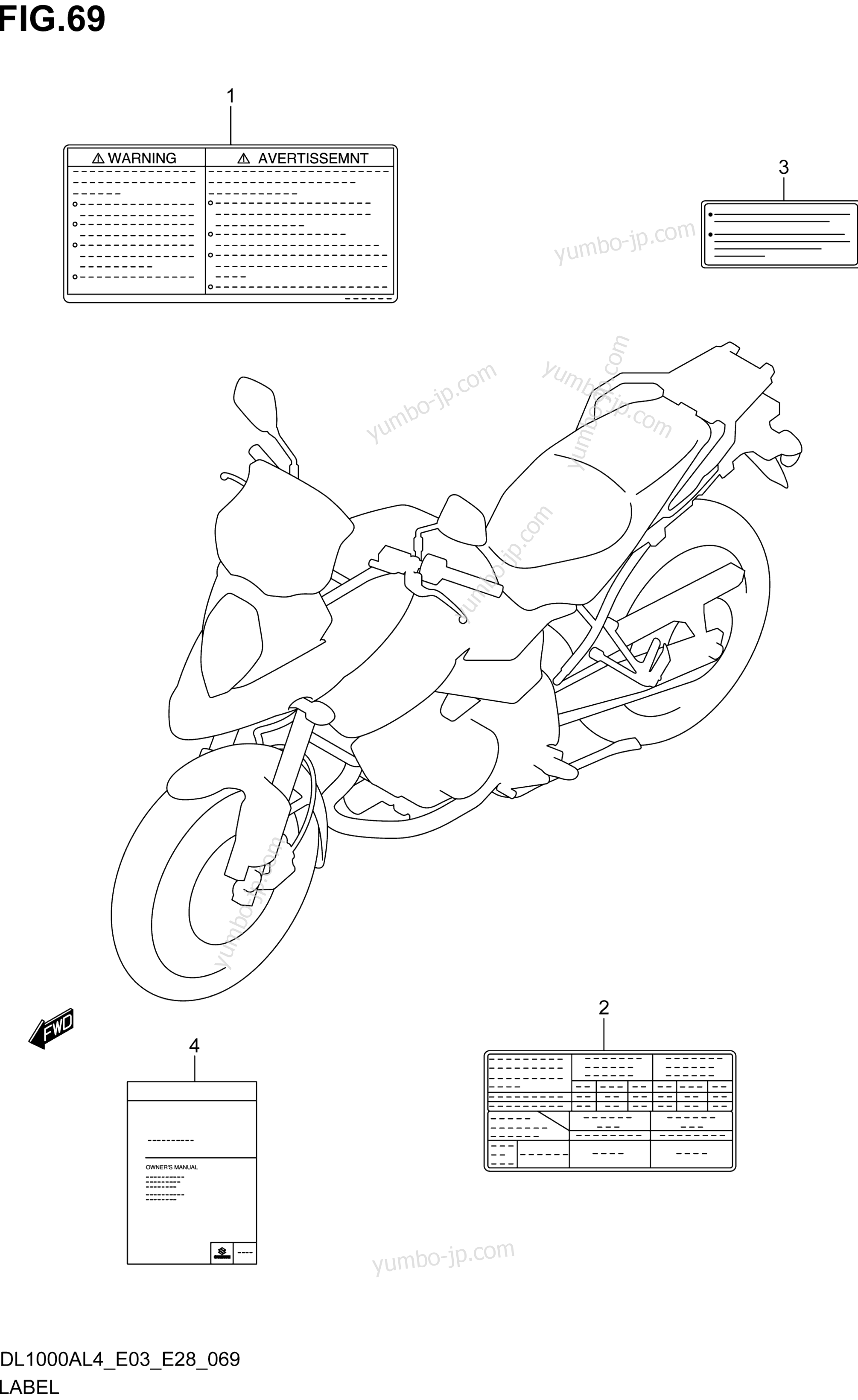 LABEL (DL1000AL4 E28) for motorcycles SUZUKI DL1000A 2014 year