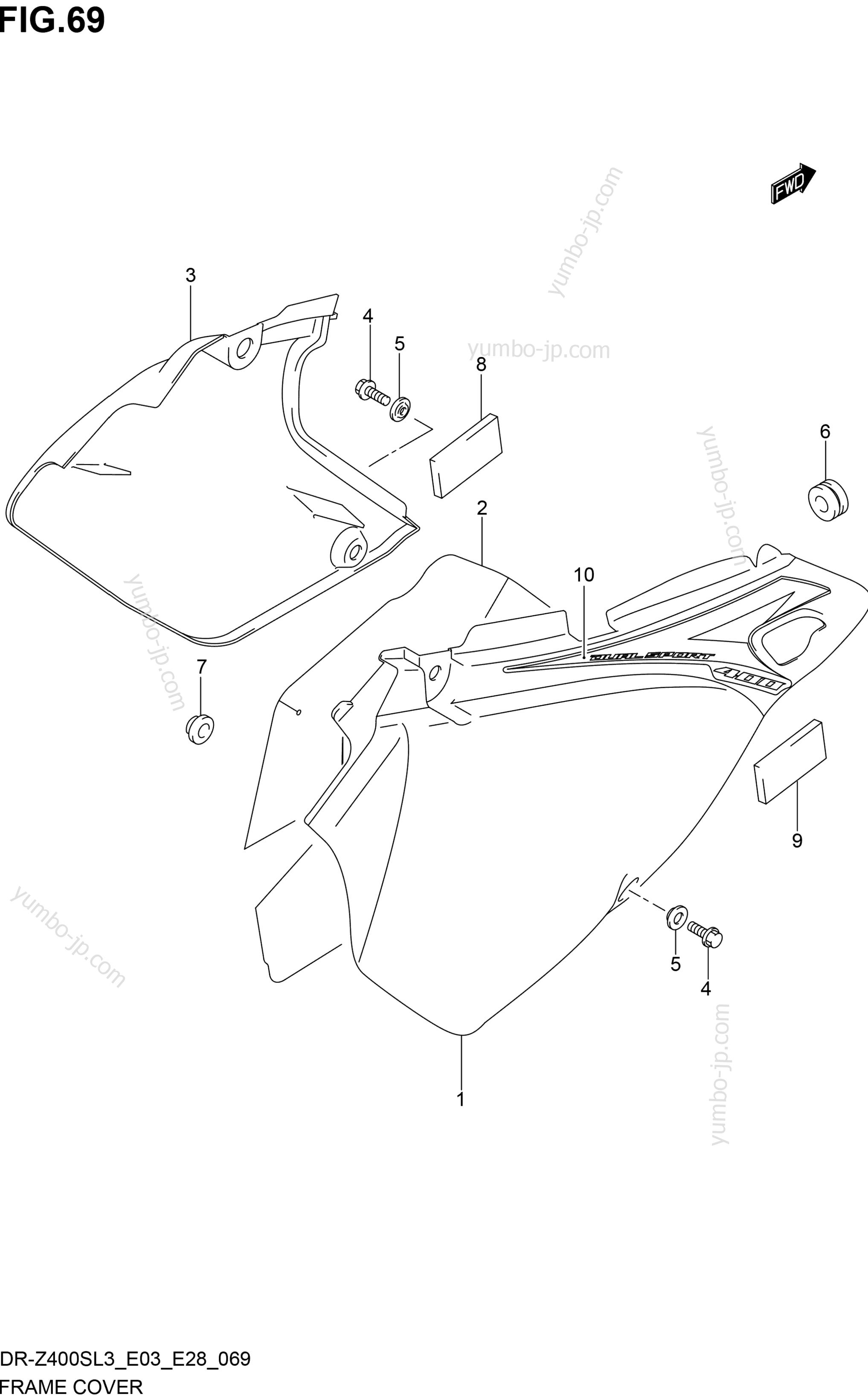 FRAME COVER (DR-Z400SL3 E03) for motorcycles SUZUKI DR-Z400S 2013 year