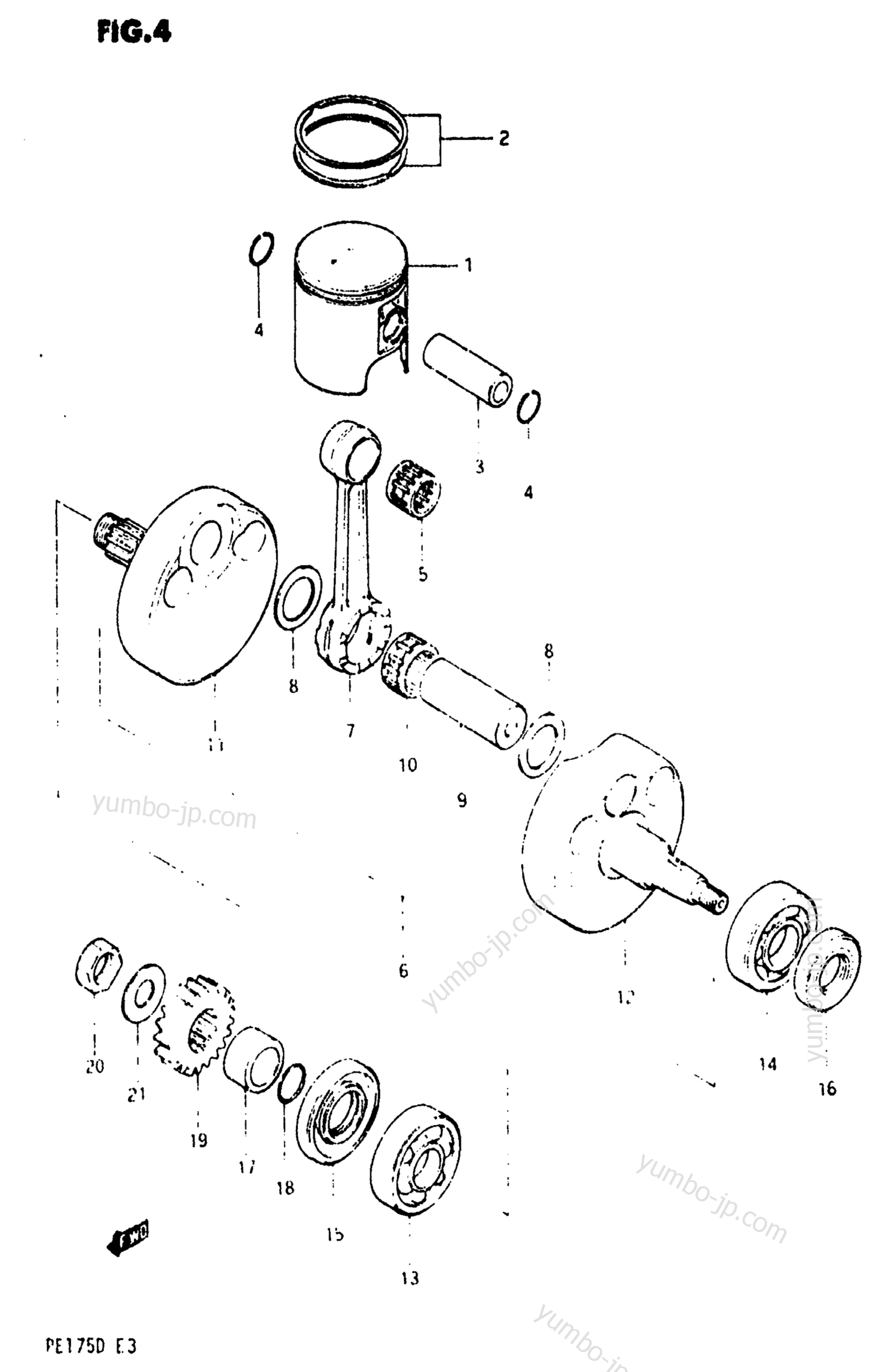 CRANKSHAFT for motorcycles SUZUKI PE175 1982 year