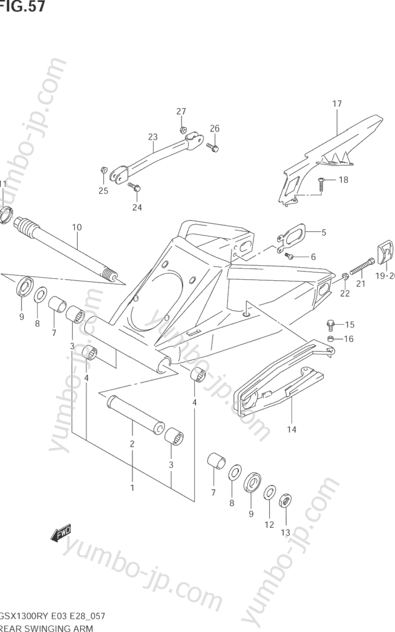 REAR SWINGING ARM (MODEL X/Y/K1/K2) for motorcycles SUZUKI Hayabusa (GSX1300R) 2000 year