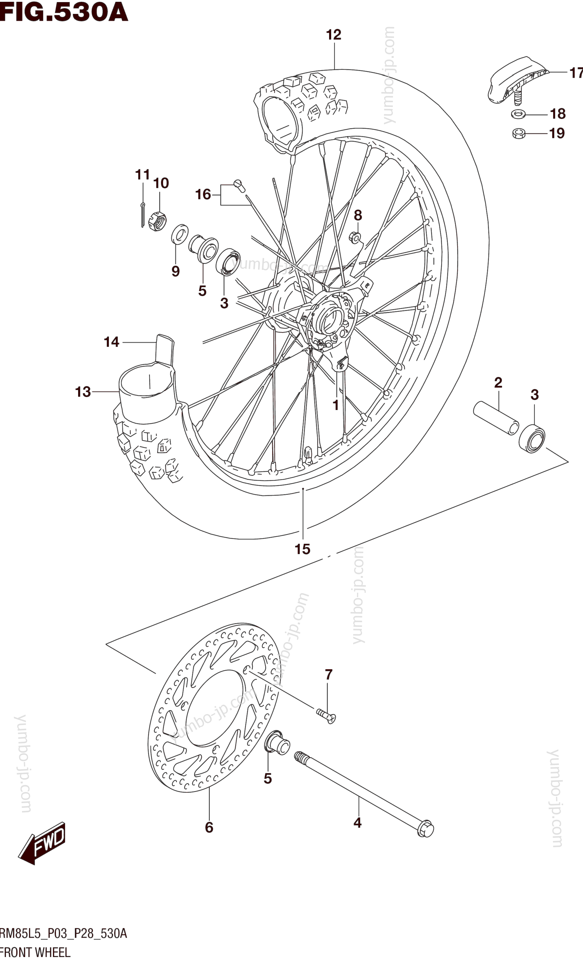 FRONT WHEEL (RM85L5 P03) for motorcycles SUZUKI RM85 2015 year