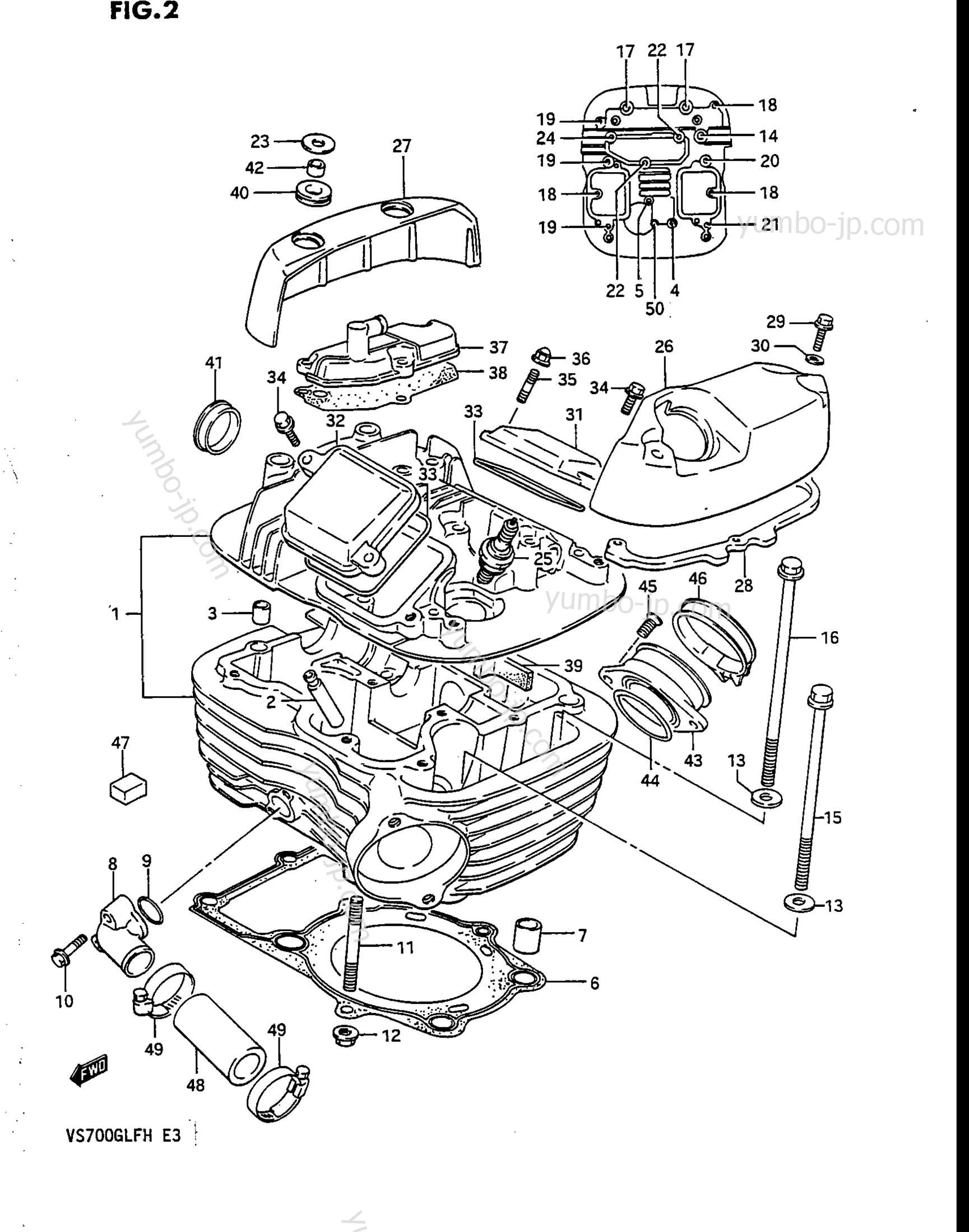 CYLINDER HEAD (REAR) для мотоциклов SUZUKI Intruder (VS700GLF) 1987 г.