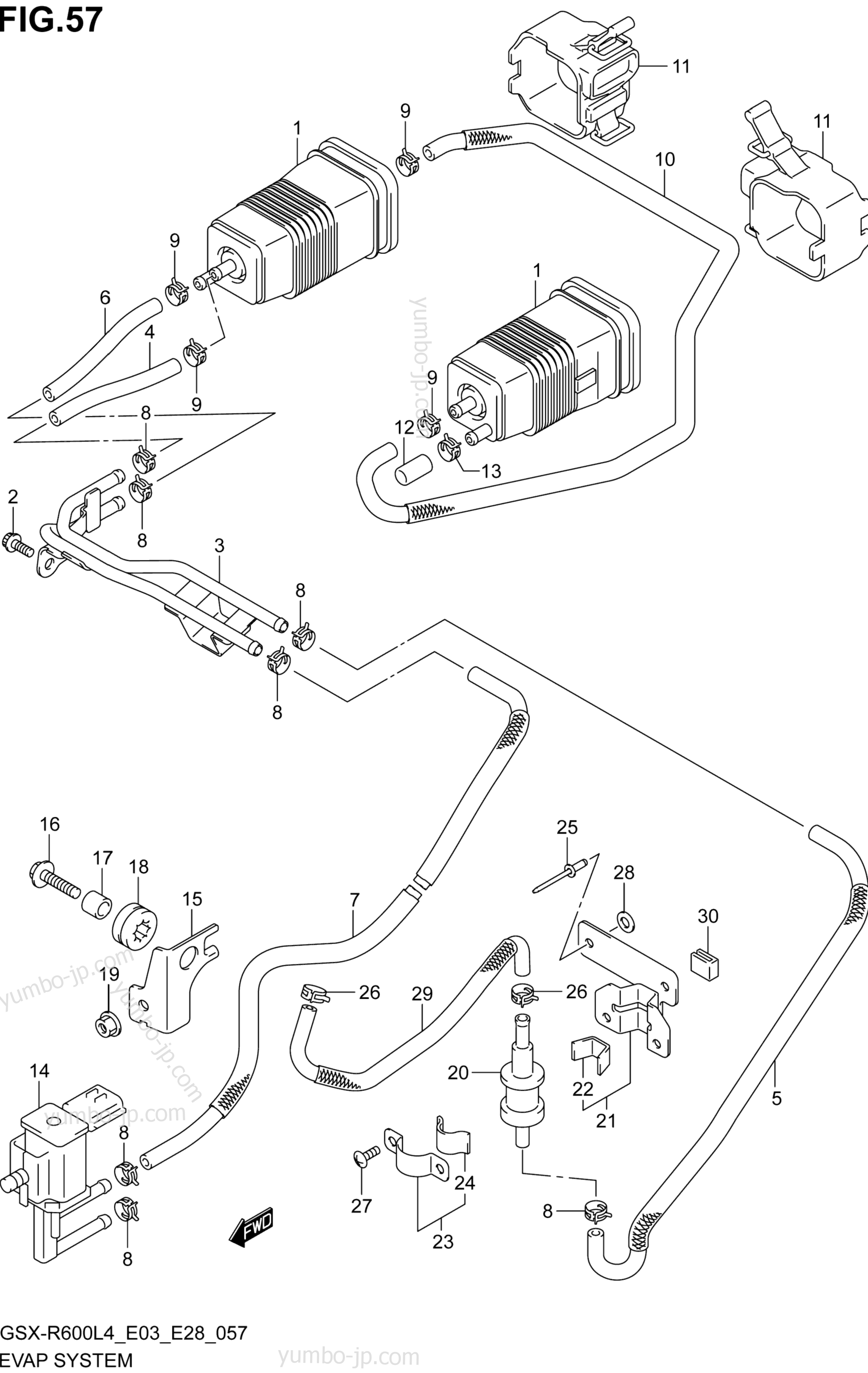 EVAP SYSTEM (GSX-R600L4 E33) для мотоциклов SUZUKI GSX-R600 2014 г.