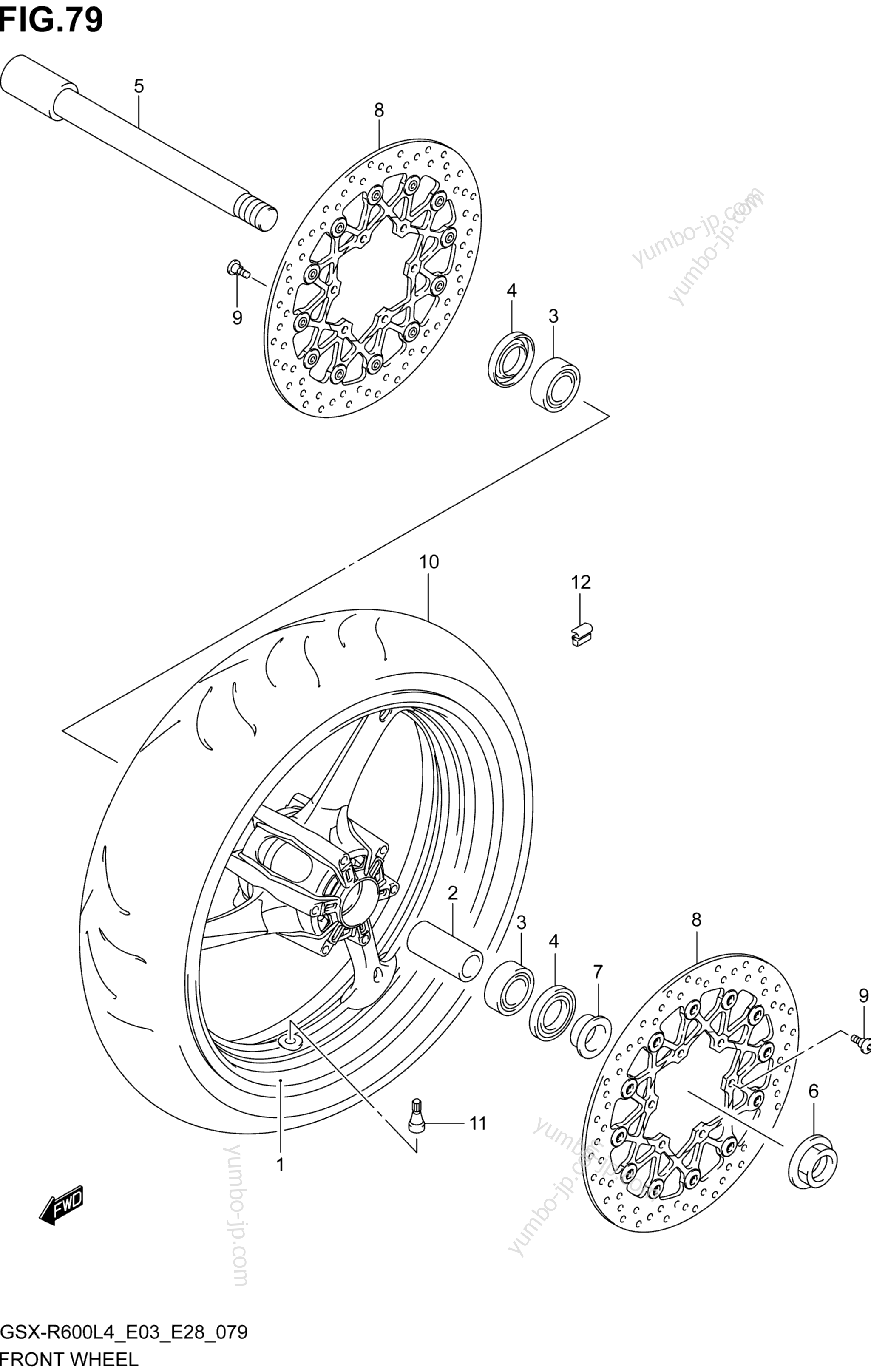 FRONT WHEEL for motorcycles SUZUKI GSX-R600 2014 year