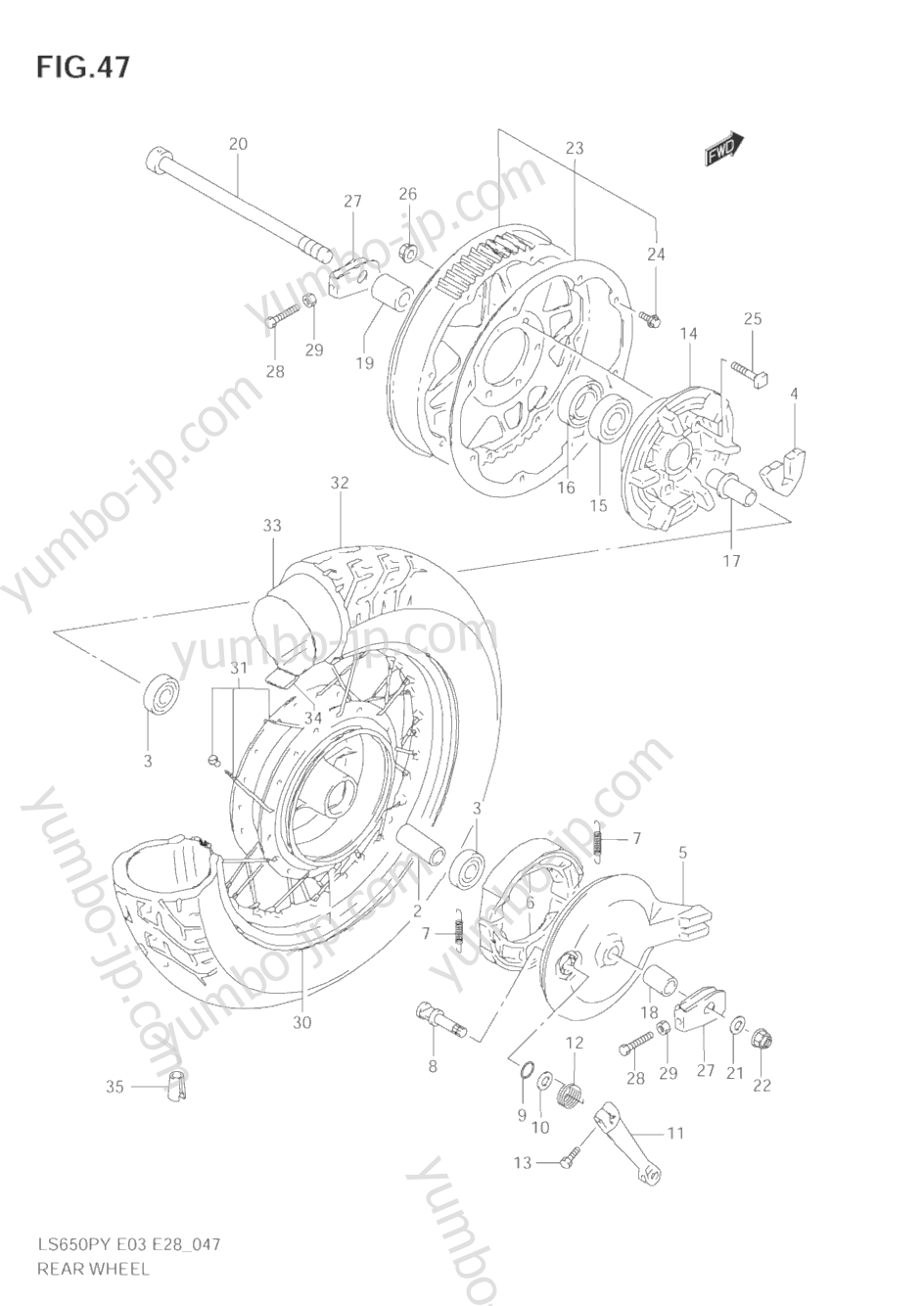 REAR WHEEL для мотоциклов SUZUKI Savage (LS650P) 1999 г.