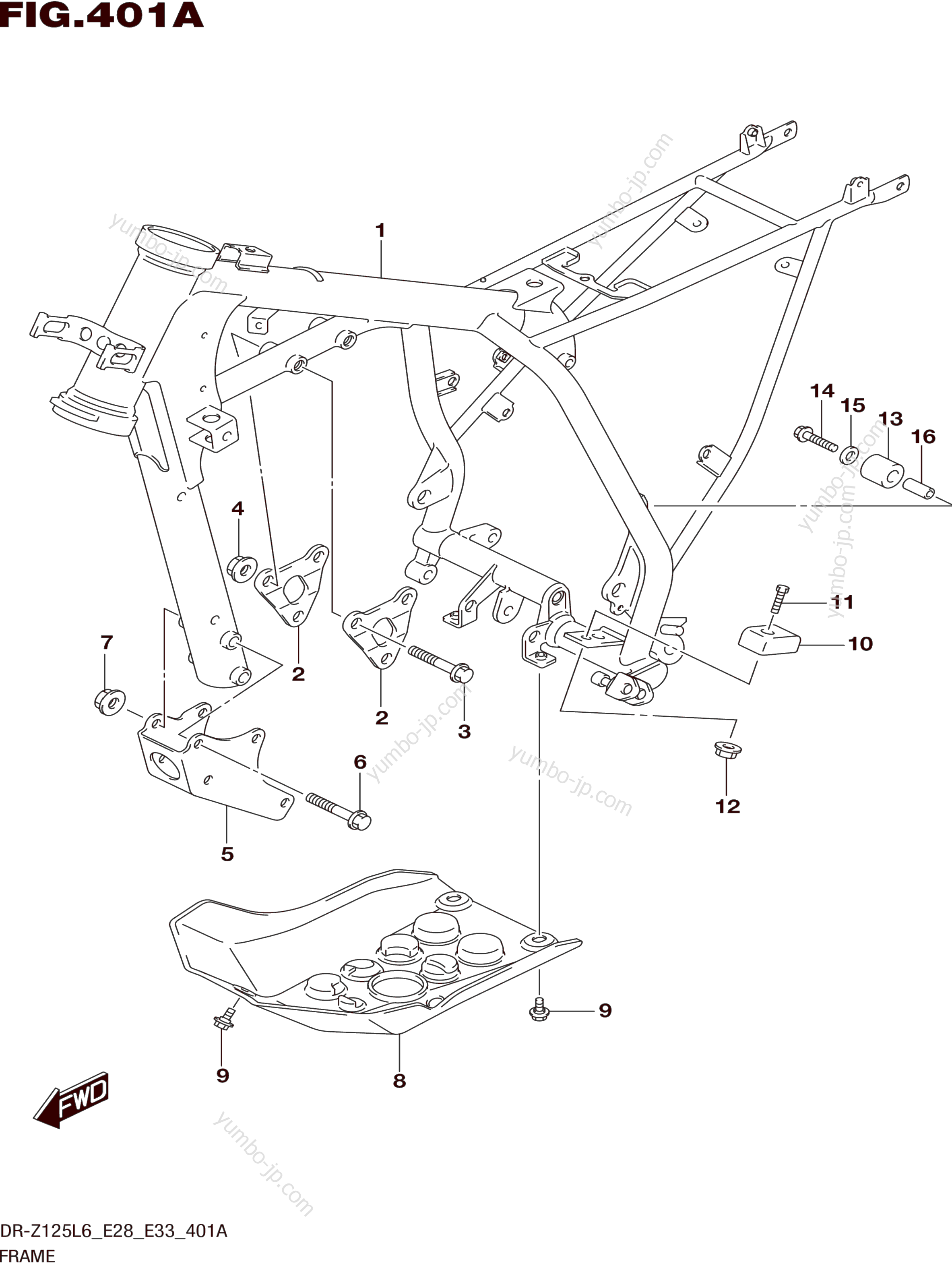 FRAME для мотоциклов SUZUKI DR-Z125 2016 г.