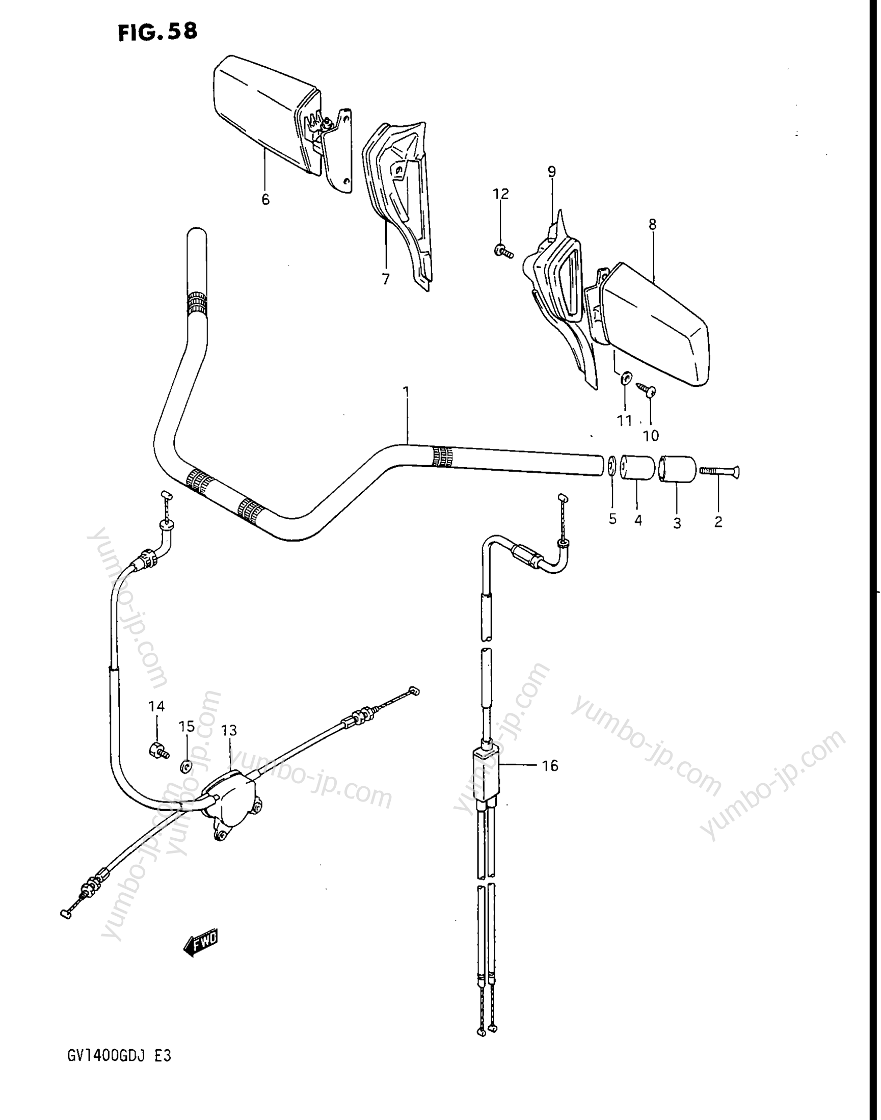 HANDLEBAR - CONTROL CABLE (GV1400GDG/GTG) for motorcycles SUZUKI Cavalcade (GV1400GC) 1988 year