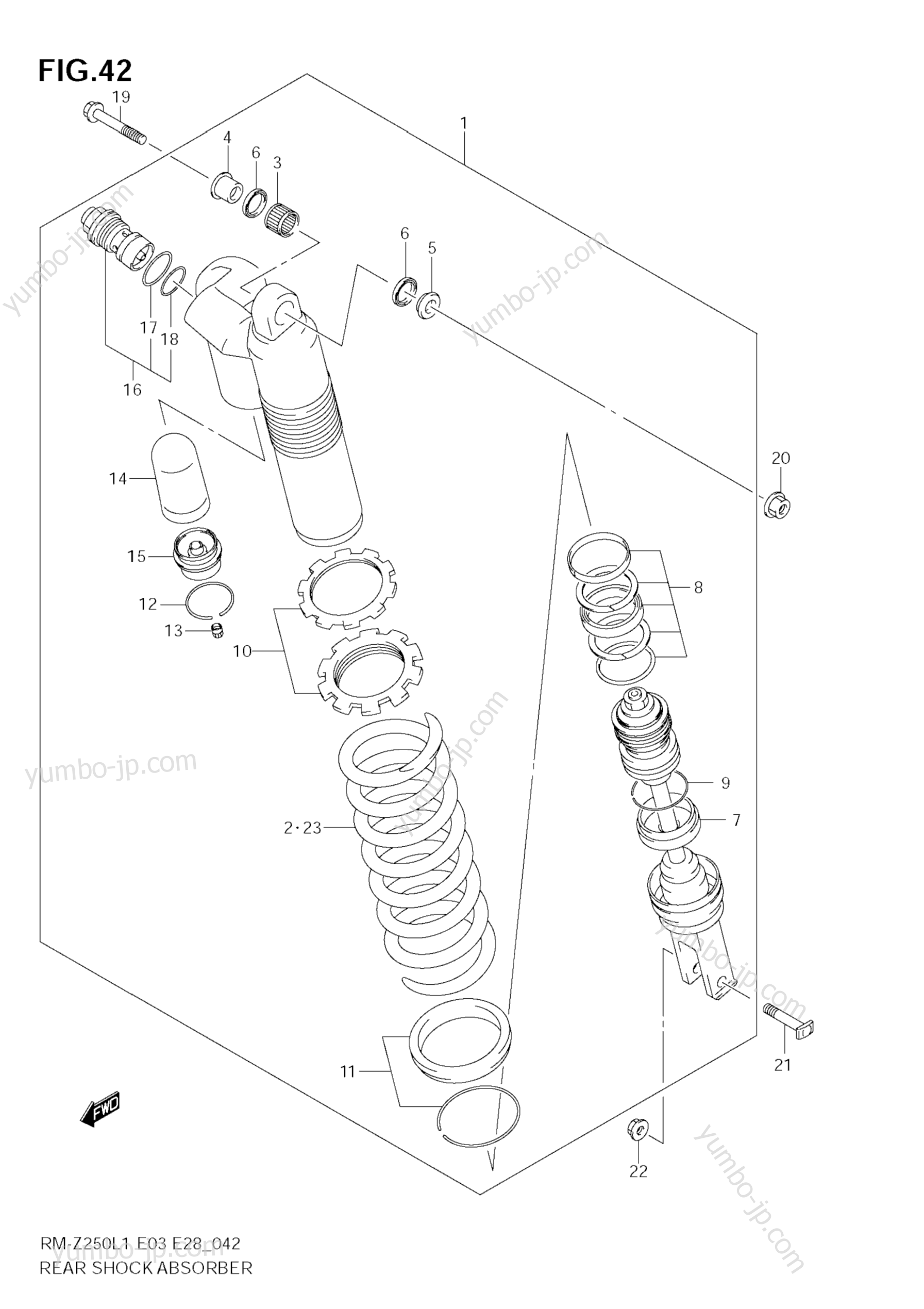 REAR SHOCK ABSORBER (RM-Z250 L1 E3) for motorcycles SUZUKI RM-Z250 2011 year