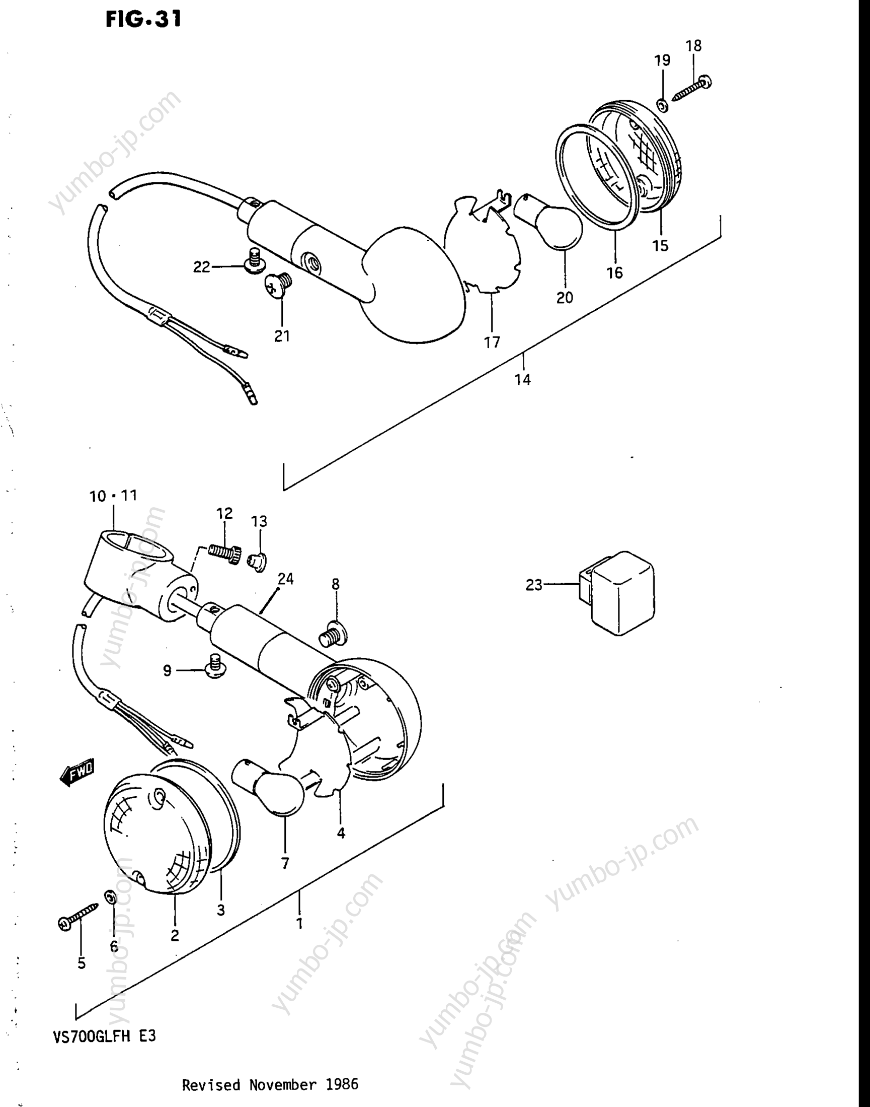 TURN SIGNAL LAMP для мотоциклов SUZUKI Intruder (VS700GLF) 1986 г.