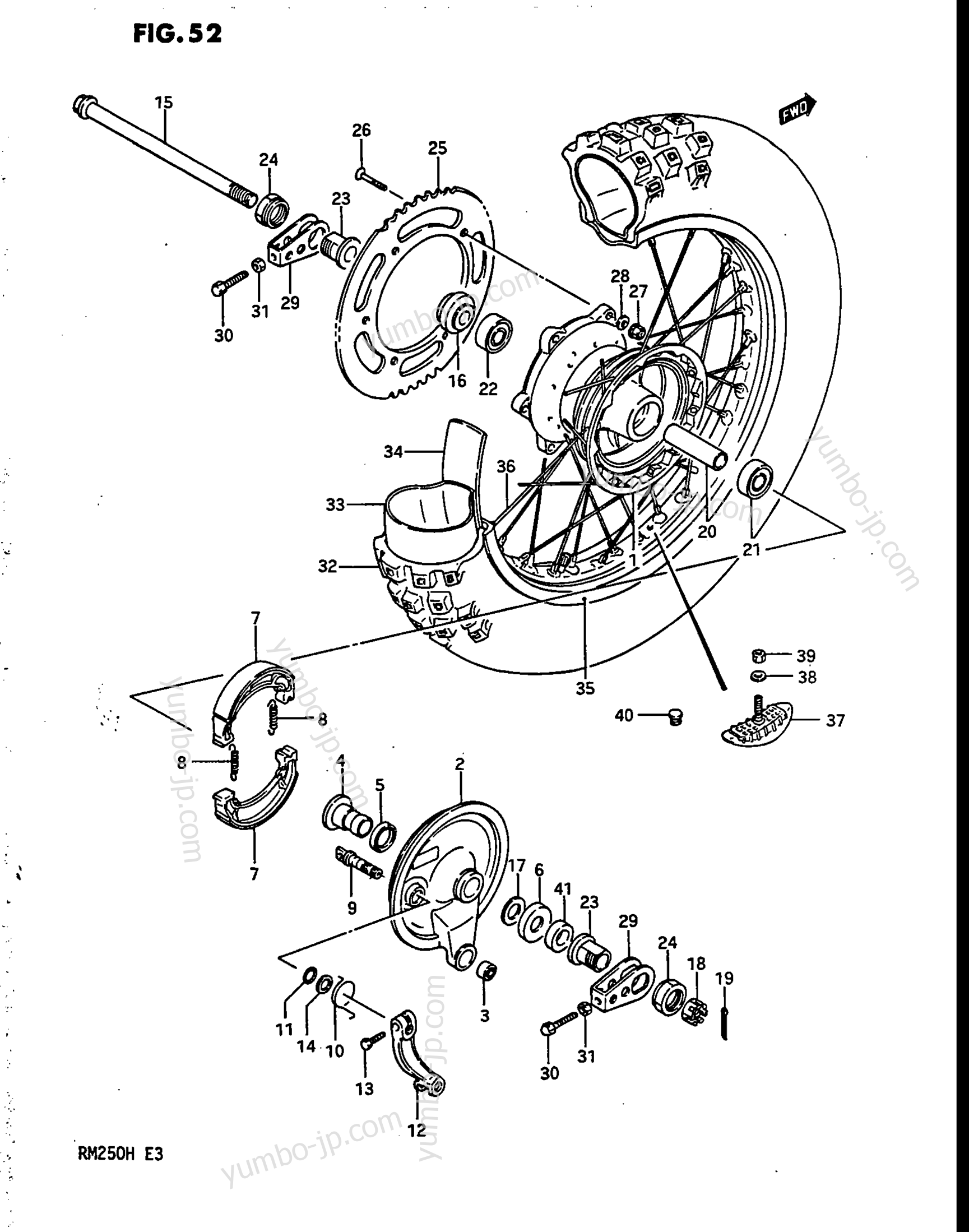 REAR WHEEL (MODEL G) for motorcycles SUZUKI RM250 1986 year