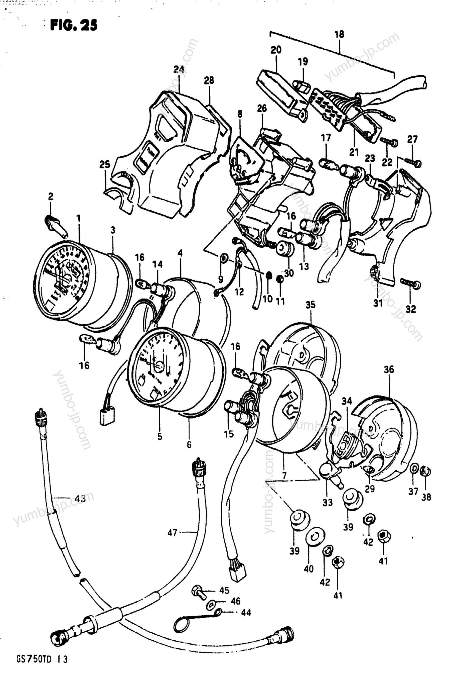 Speedometer - Tachometer for motorcycles SUZUKI GS750T 1982 year