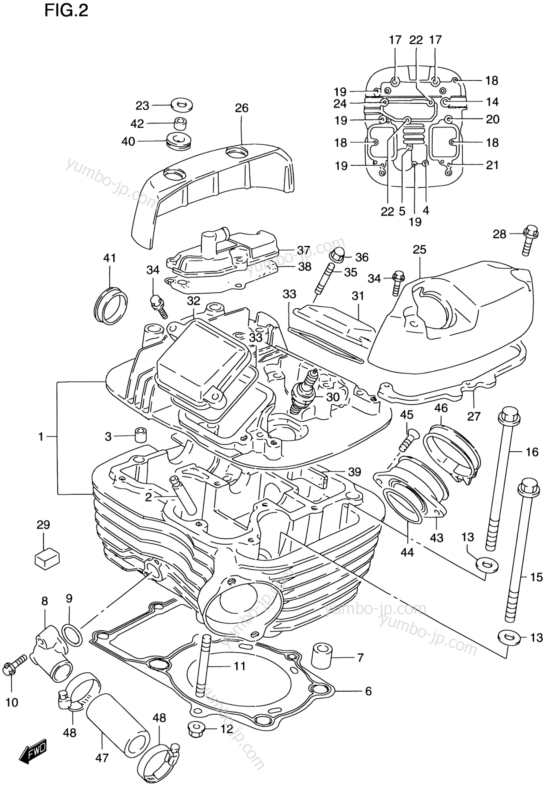 CYLINDER HEAD (REAR) для мотоциклов SUZUKI Intruder (VS800GL) 1999 г.