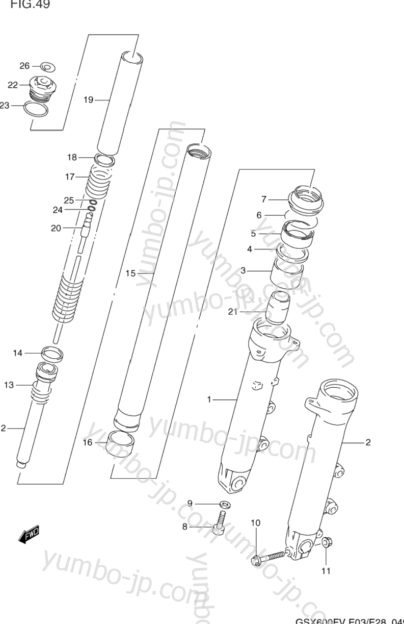 FRONT DAMPER for motorcycles SUZUKI Katana (GSX600F) 1997 year