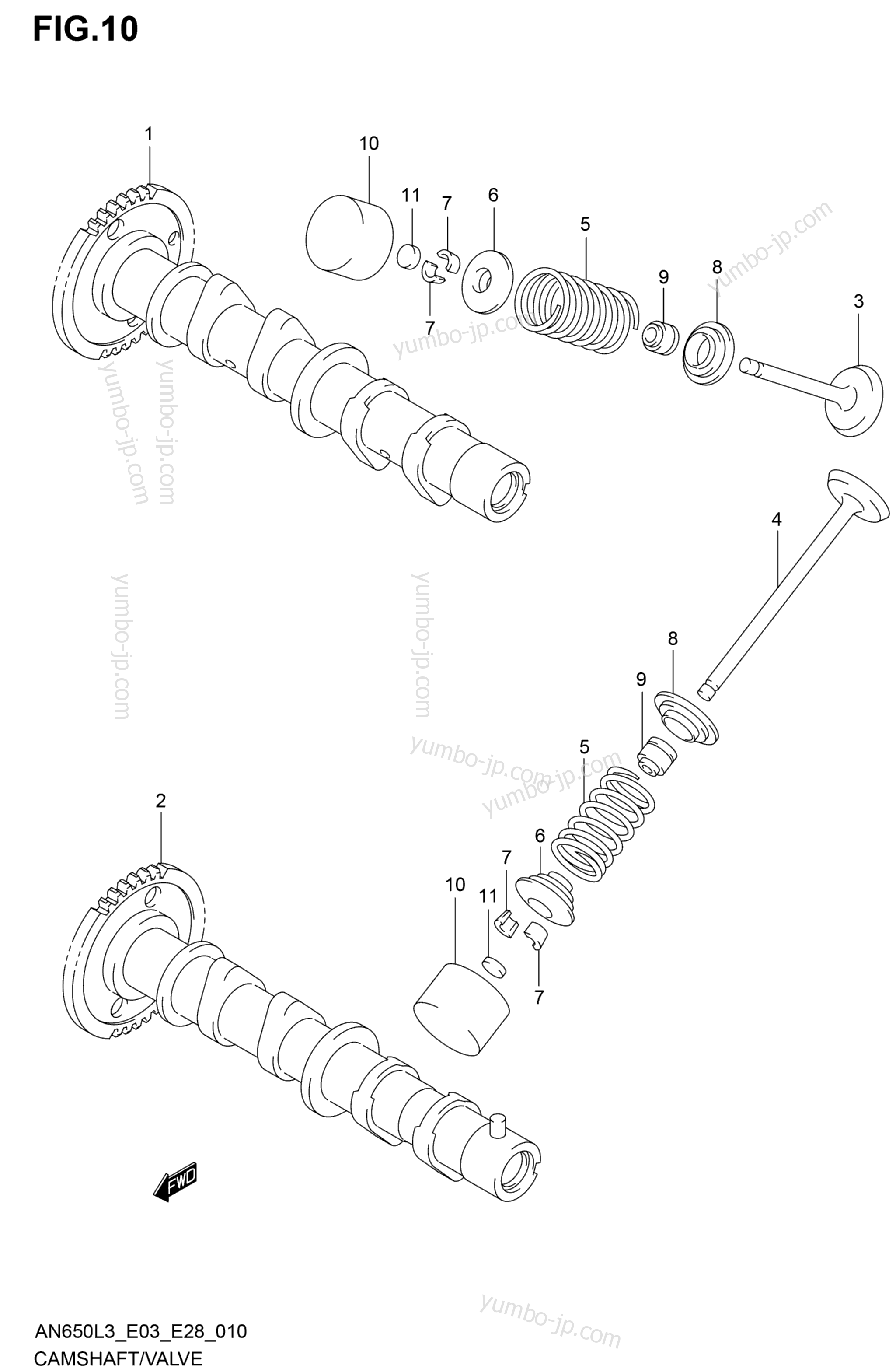 CAMSHAFT/VALVE for scooters SUZUKI AN650Z 2013 year