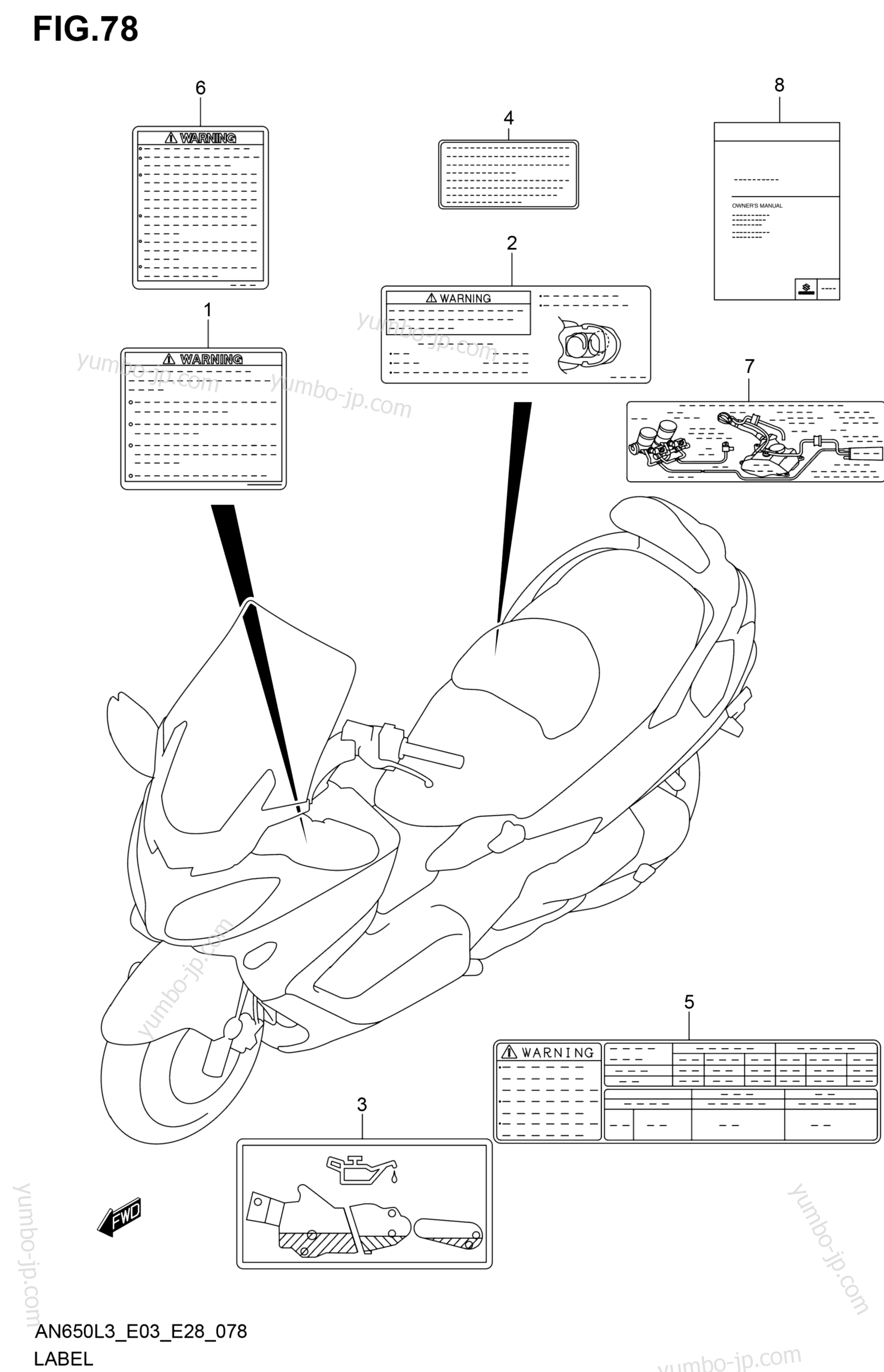 LABEL (AN650L3 E33) for scooters SUZUKI AN650Z 2013 year