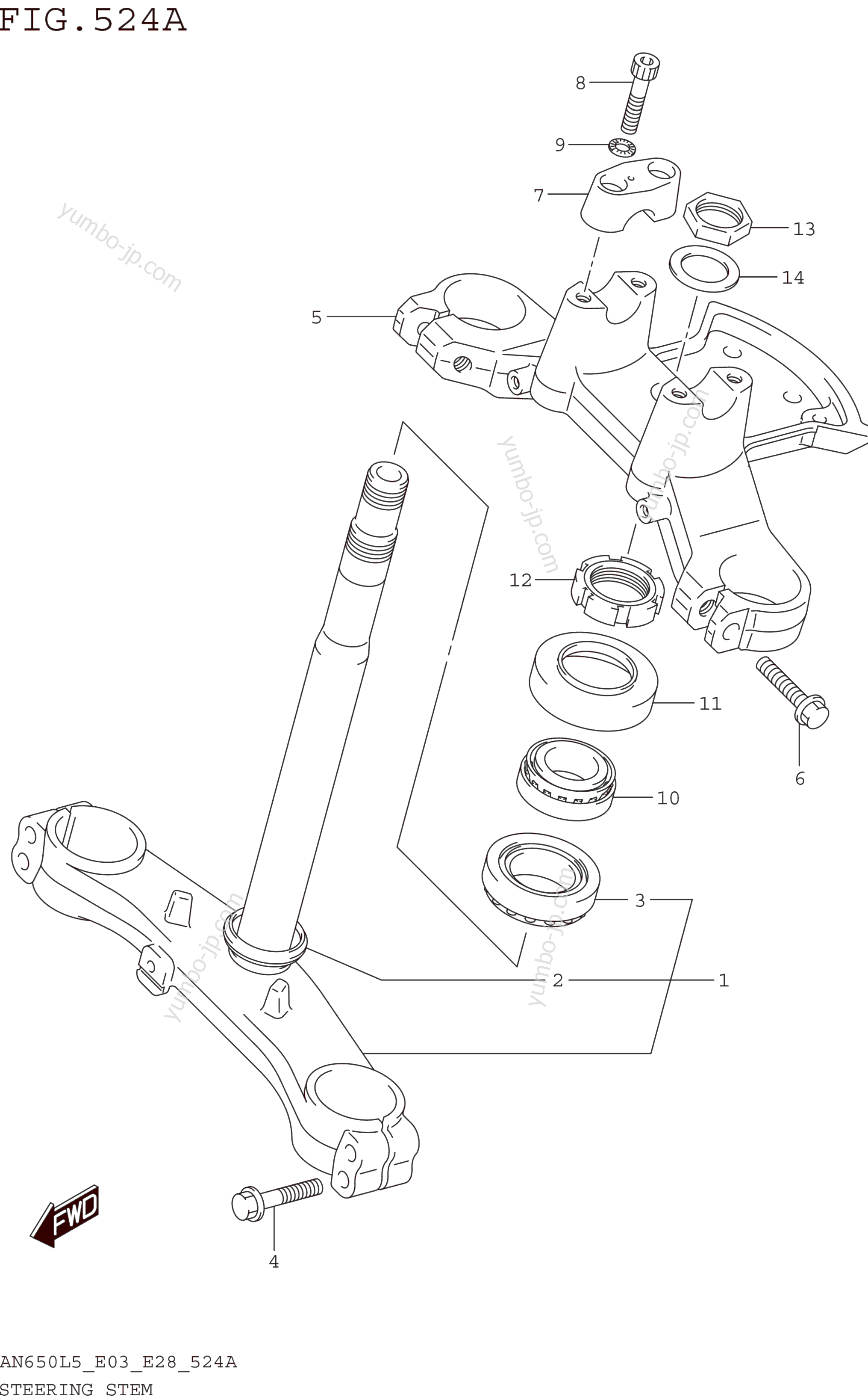 STEERING STEM for scooters SUZUKI AN650 2015 year