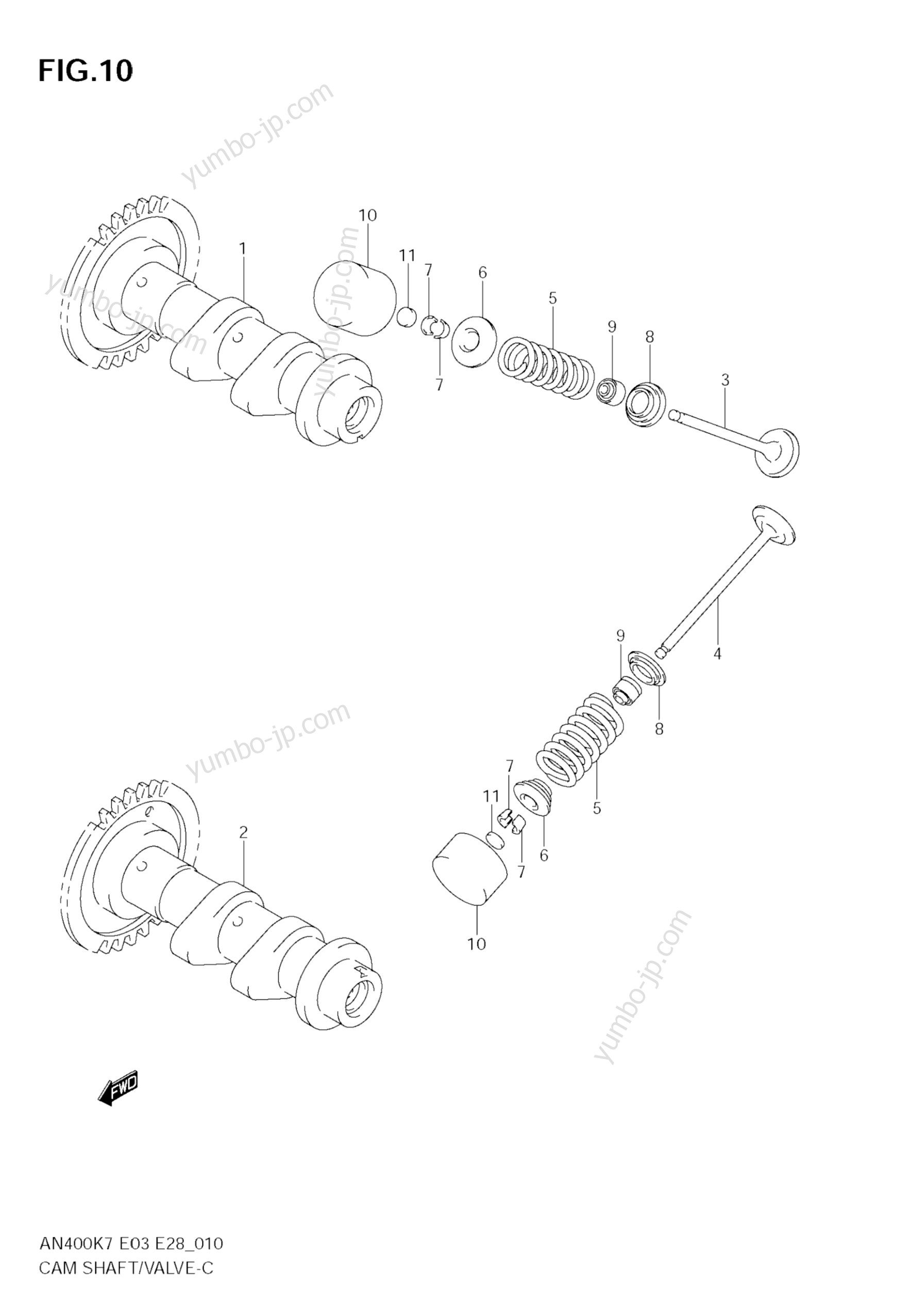 CAMSHAFT/VALVE for scooters SUZUKI Burgman (AN400A) 2009 year