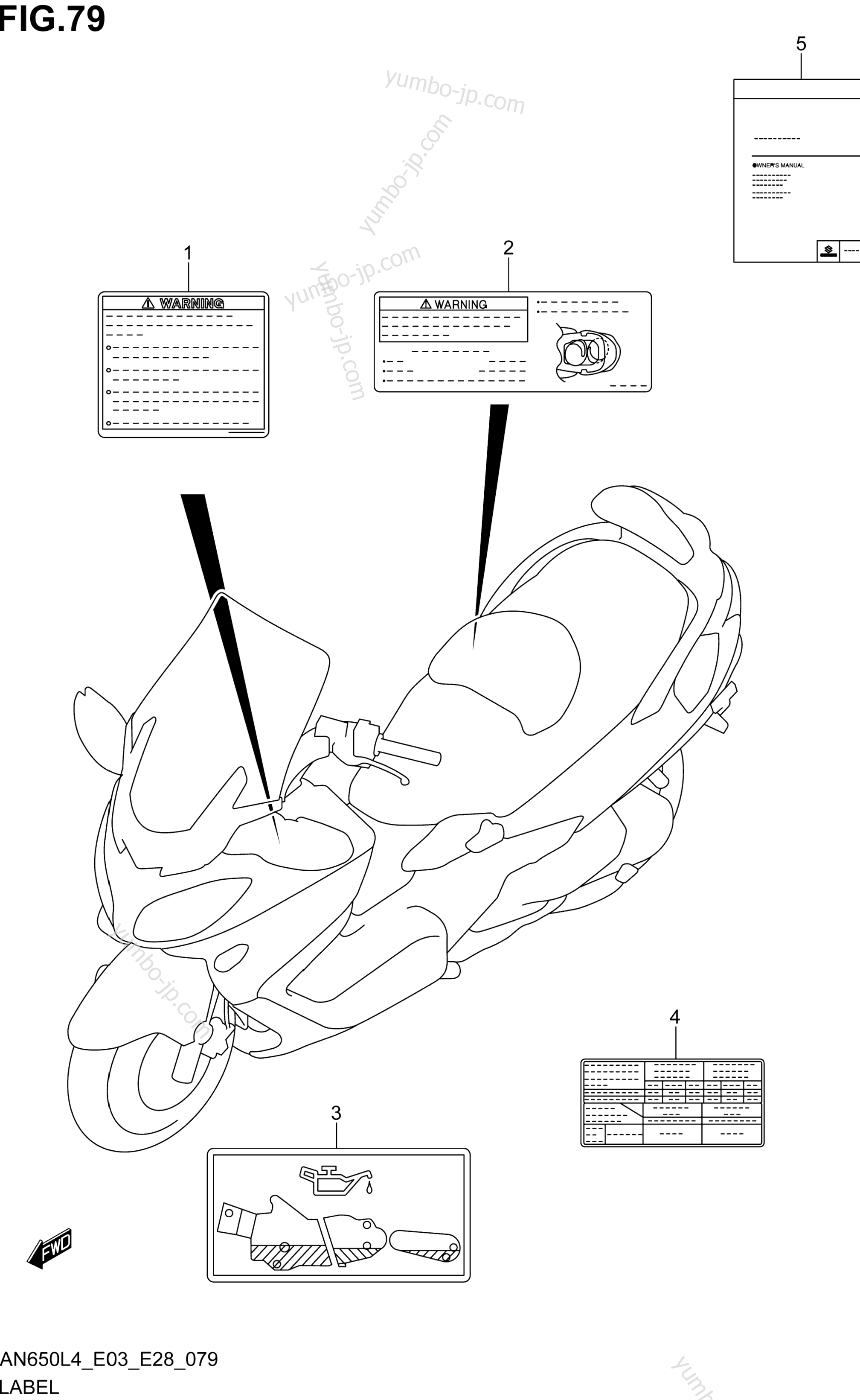 LABEL (AN650ZL4 E28) for scooters SUZUKI AN650 2014 year