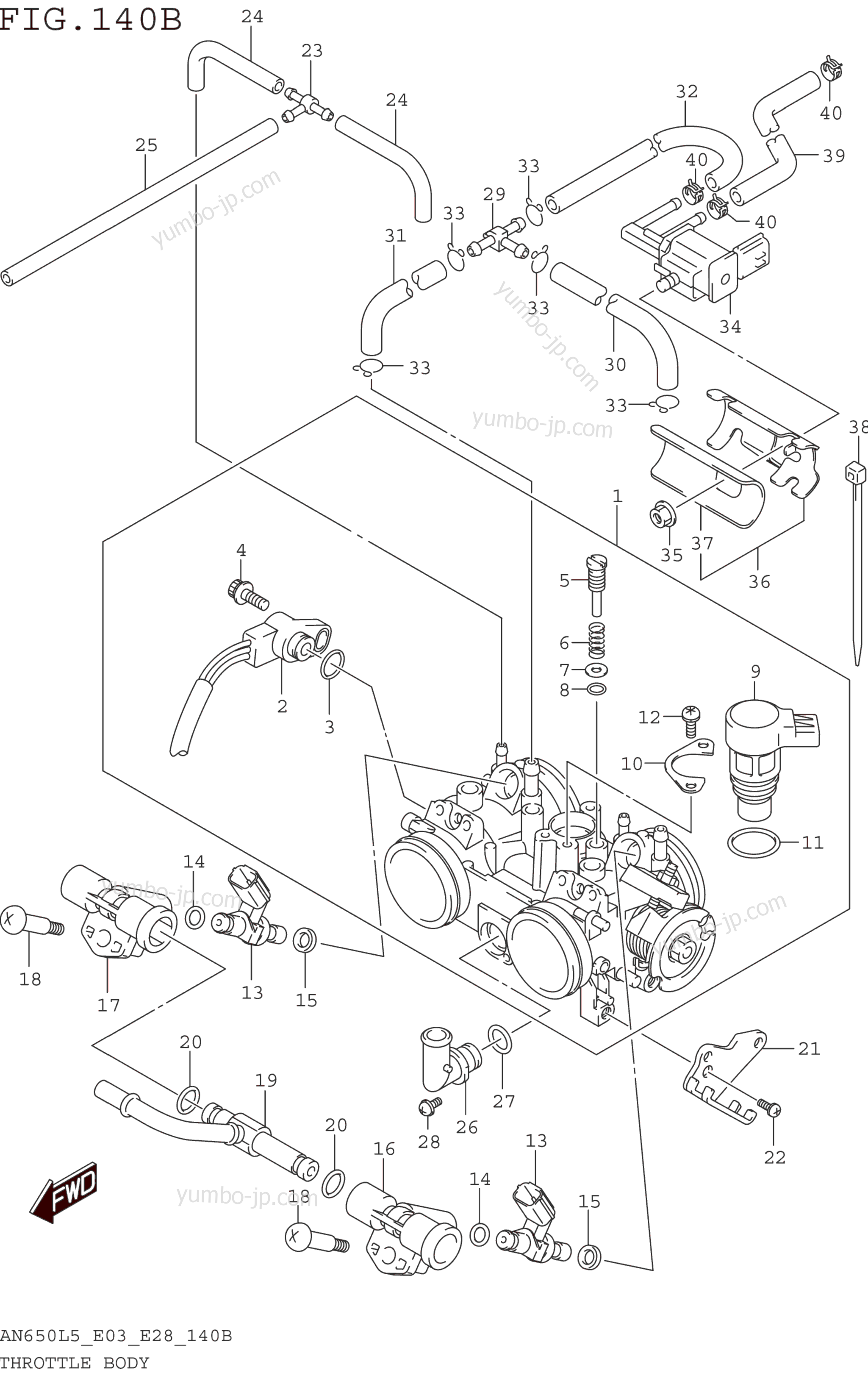 THROTTLE BODY (AN650L5 E33) for scooters SUZUKI AN650 2015 year