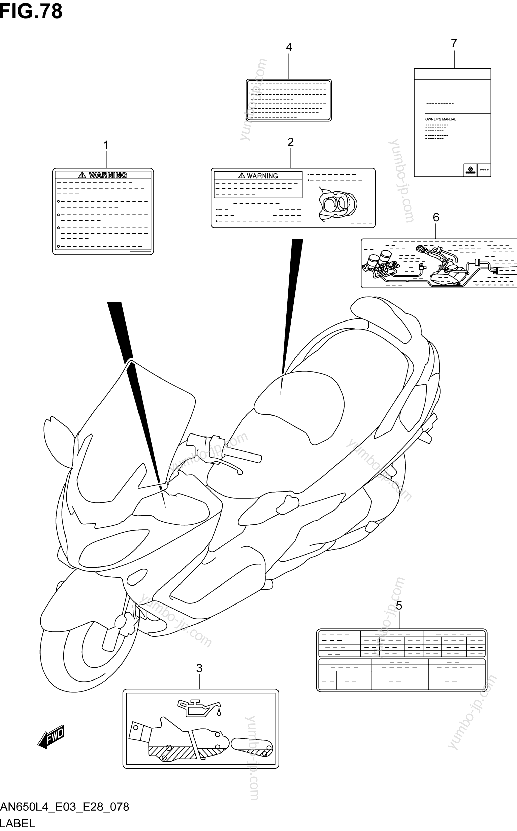 LABEL (AN650L4 E33) для скутеров SUZUKI AN650 2014 г.