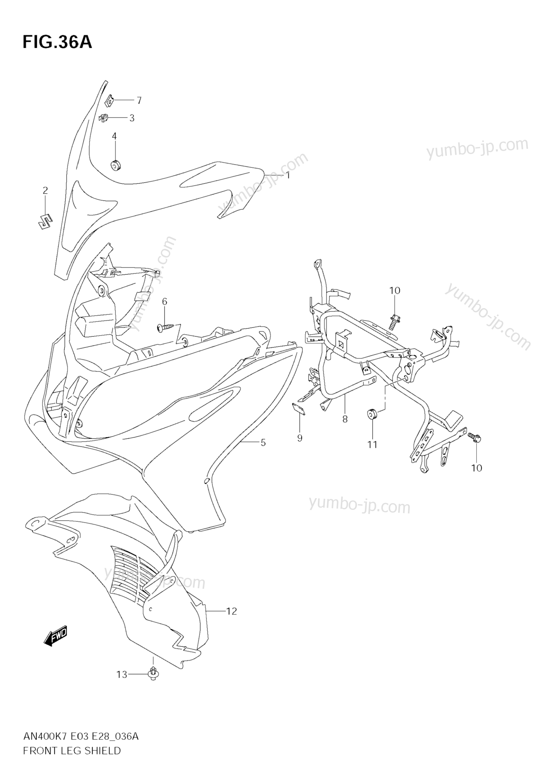 FRONT LEG SHIELD (MODEL K9) для скутеров SUZUKI Burgman (AN400A) 2008 г.