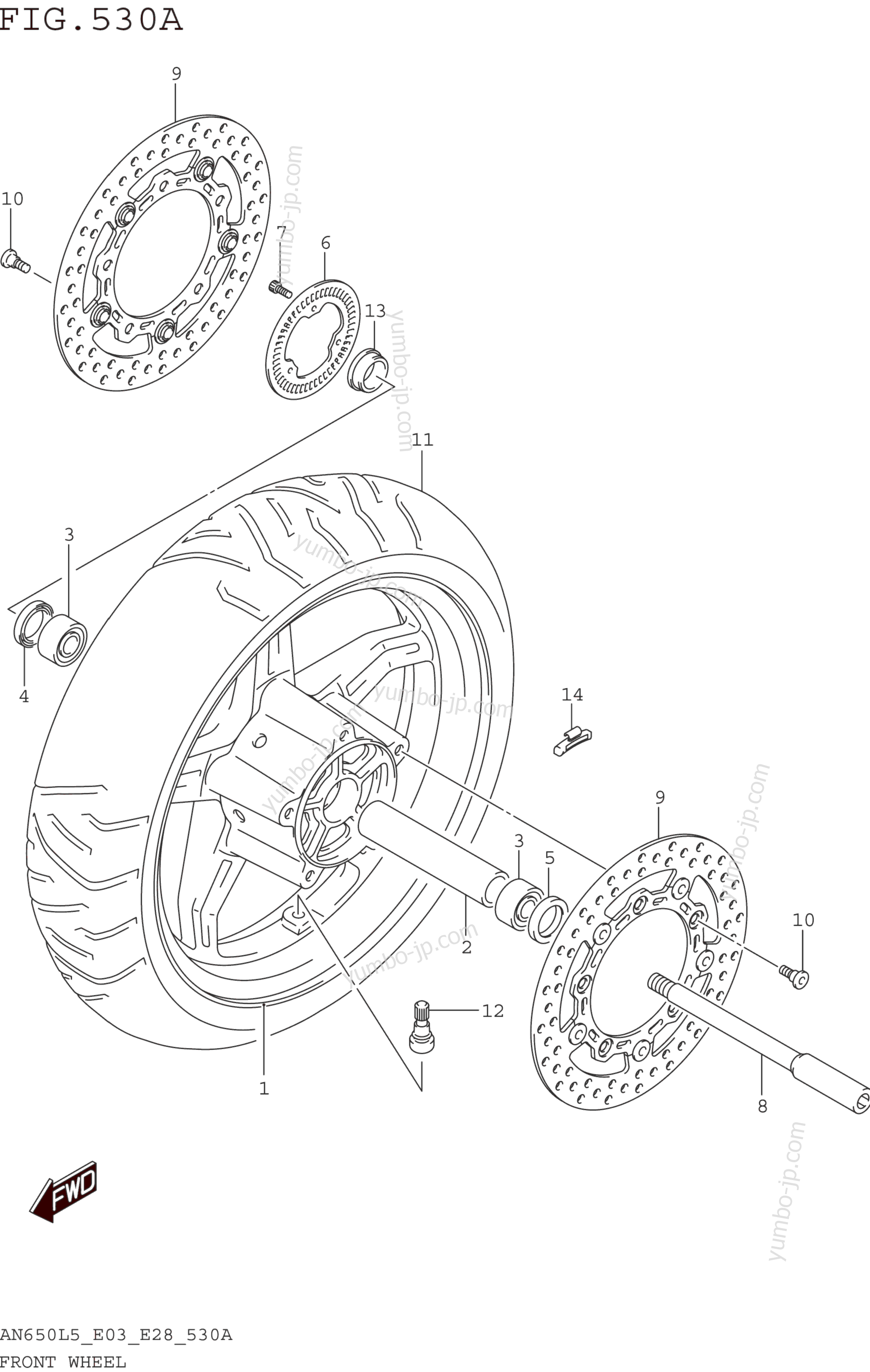 FRONT WHEEL for scooters SUZUKI AN650 2015 year
