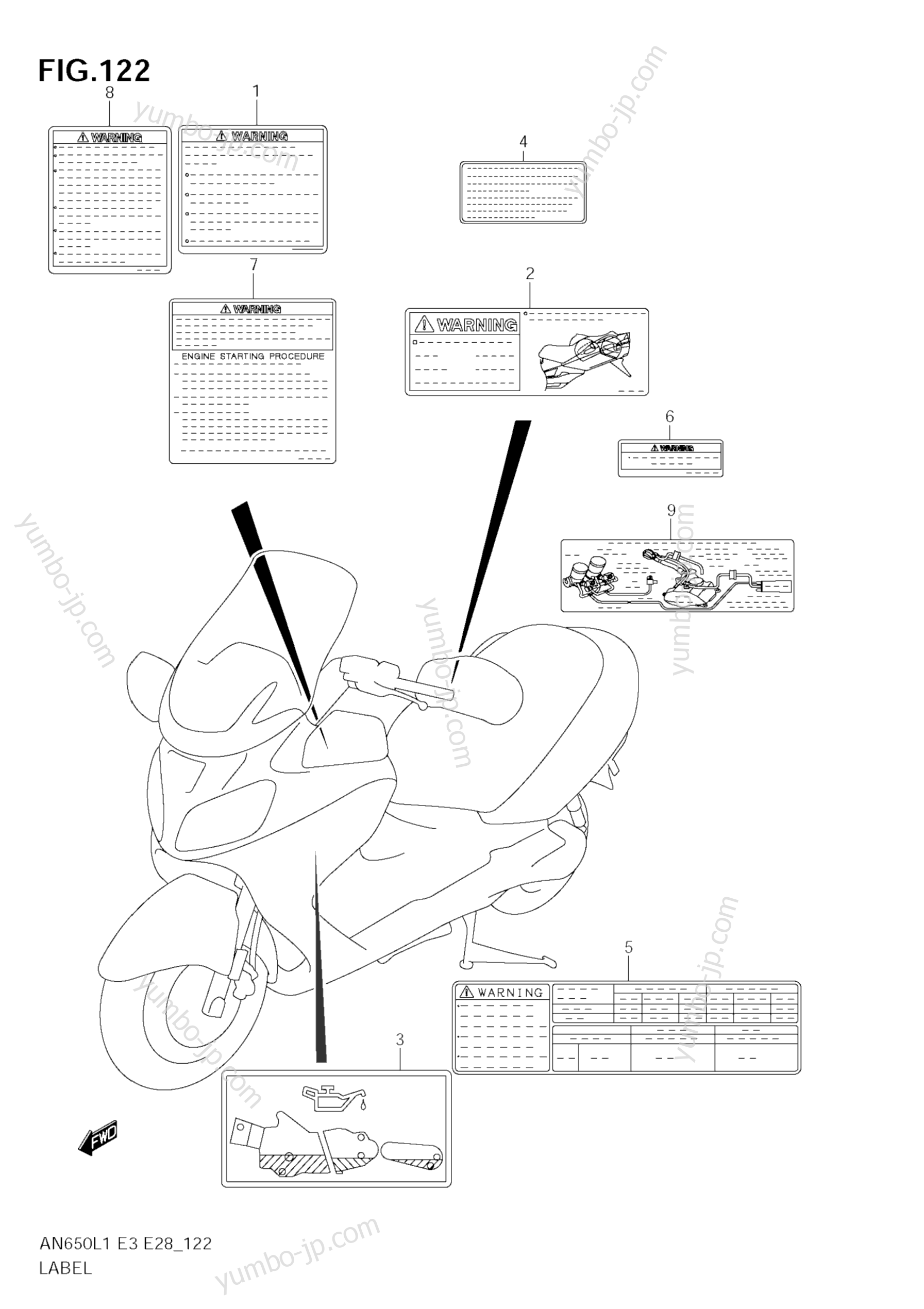 LABEL (AN650 L1 E33) для скутеров SUZUKI Burgman (AN650A) 2011 г.