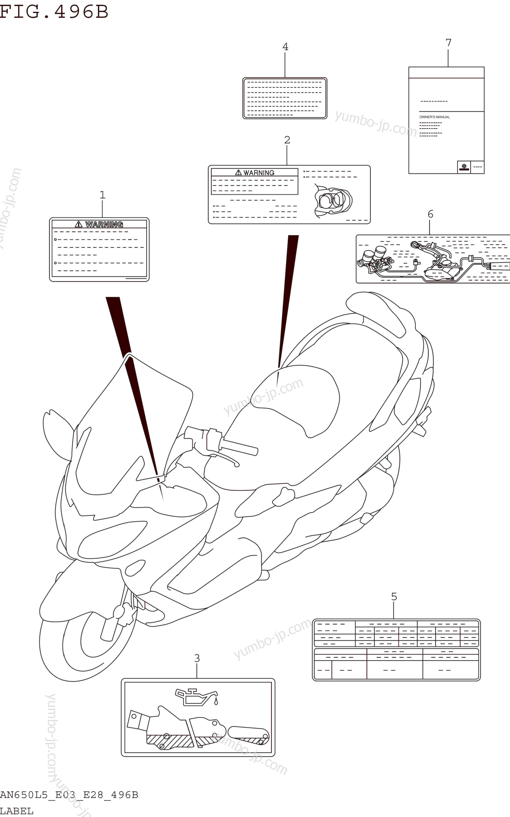 LABEL (AN650L5 E33) для скутеров SUZUKI AN650 2015 г.