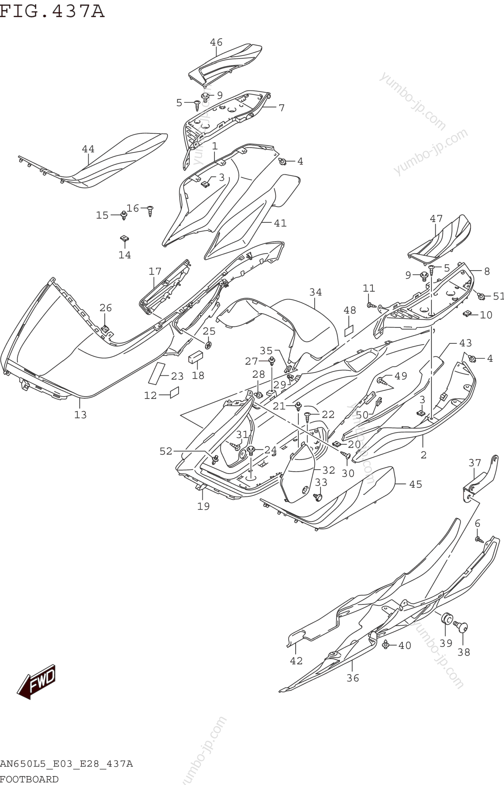FOOTBOARD for scooters SUZUKI AN650 2015 year