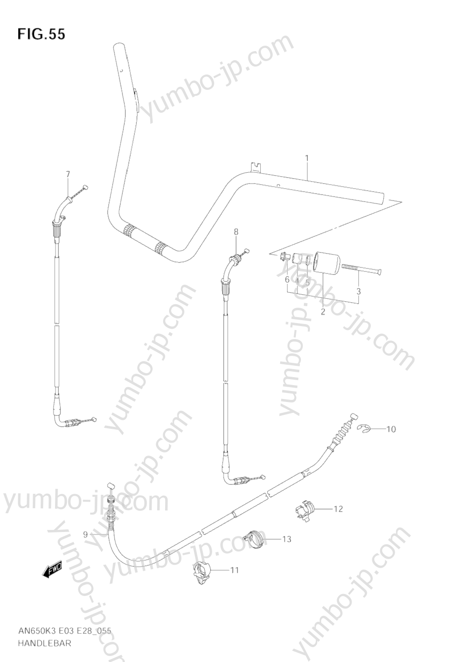 Румпель (рукоятка управления) для скутеров SUZUKI Burgman (AN650) 2005 г.