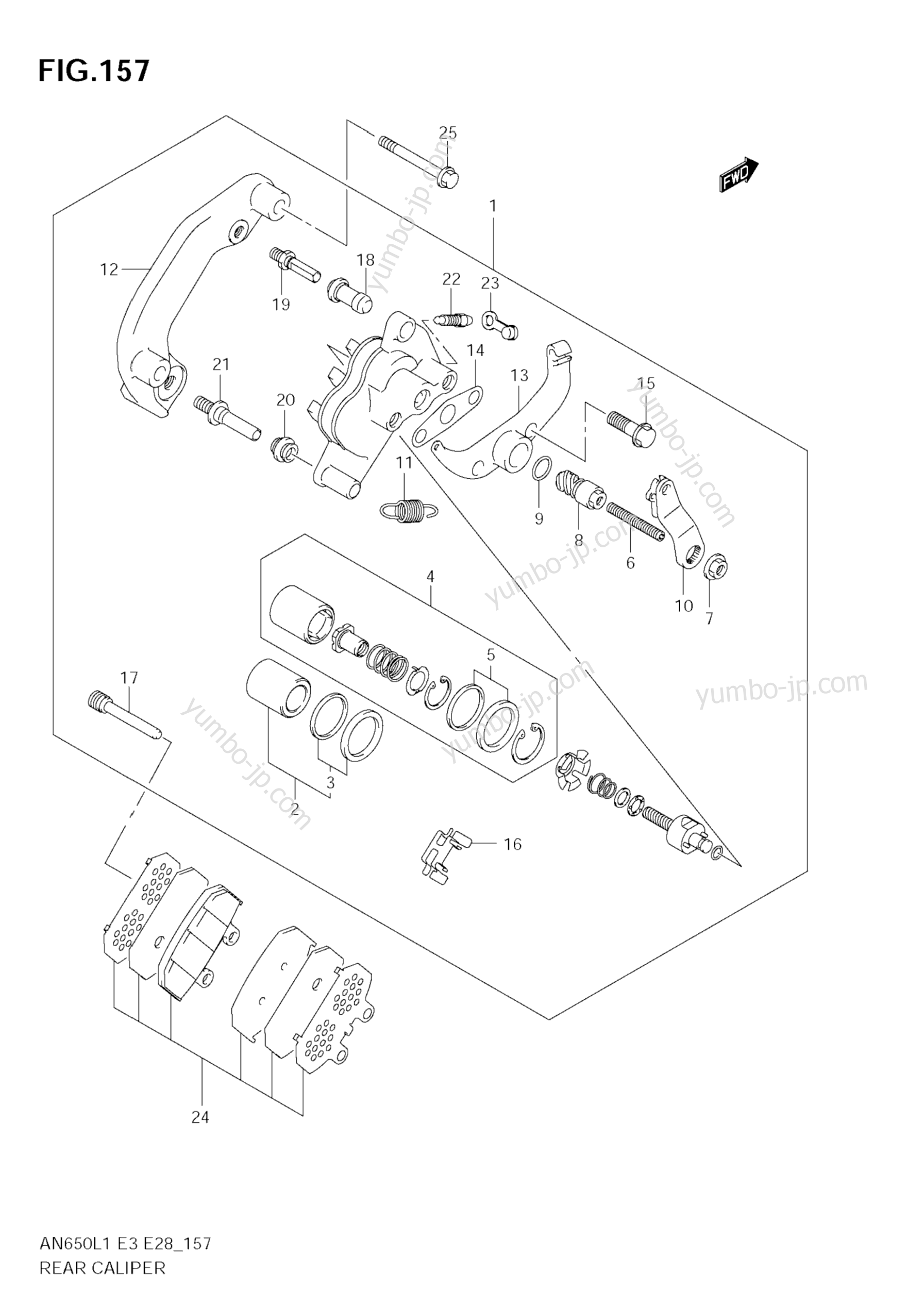 REAR CALIPER (AN650 L1 E33) для скутеров SUZUKI Burgman (AN650) 2011 г.
