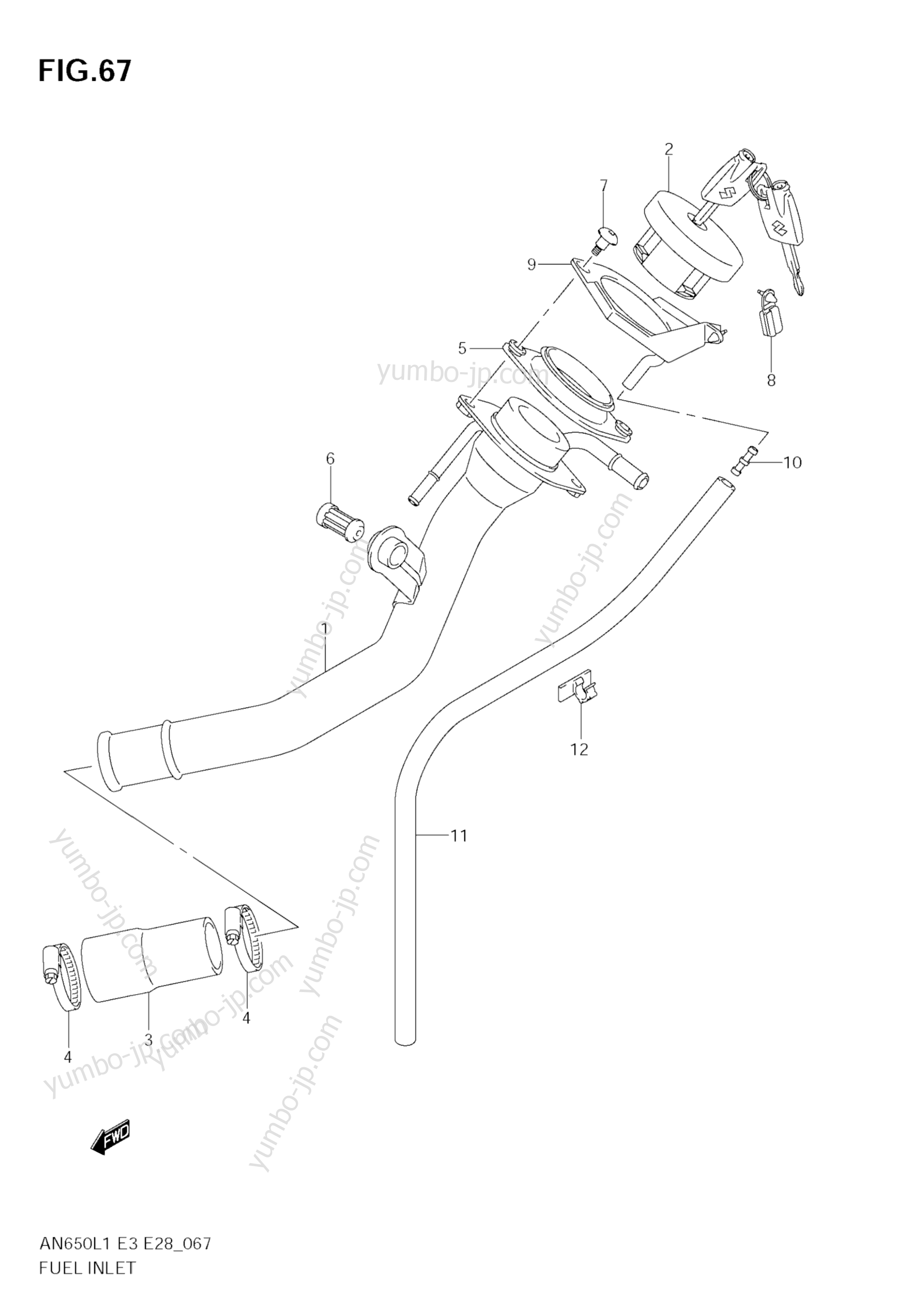 FUEL INLET для скутеров SUZUKI Burgman (AN650A) 2011 г.